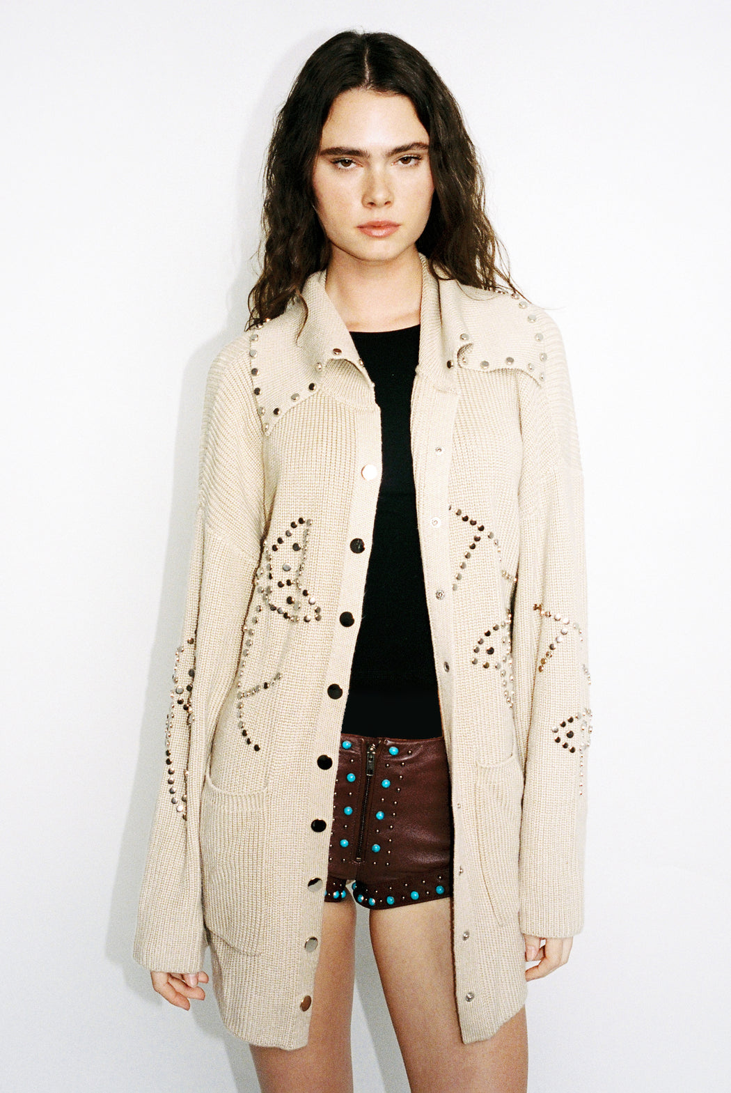 POSSIBILITIES STUDDED CARDIGAN