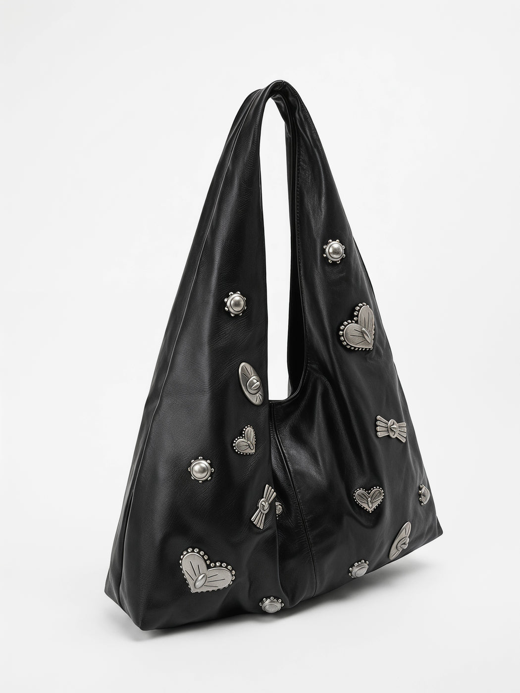 LEATHER CONCHO SLOUCH BAG