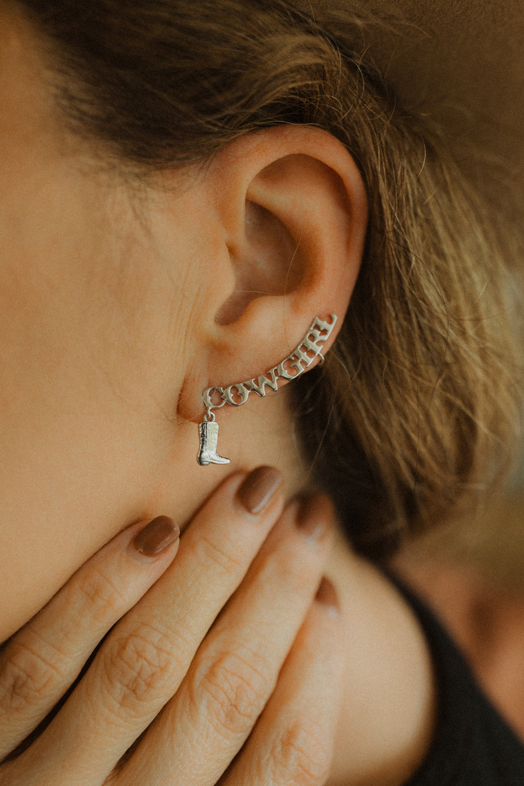 COWGIRL EAR CLIMBER IN SILVER