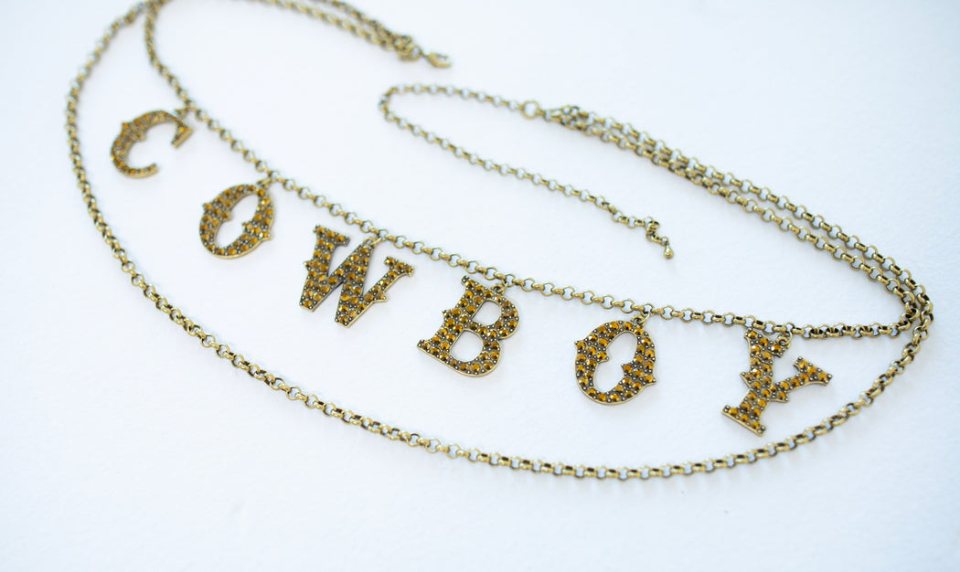 GOLD RHINESTONE COWBOY CHAIN BELT