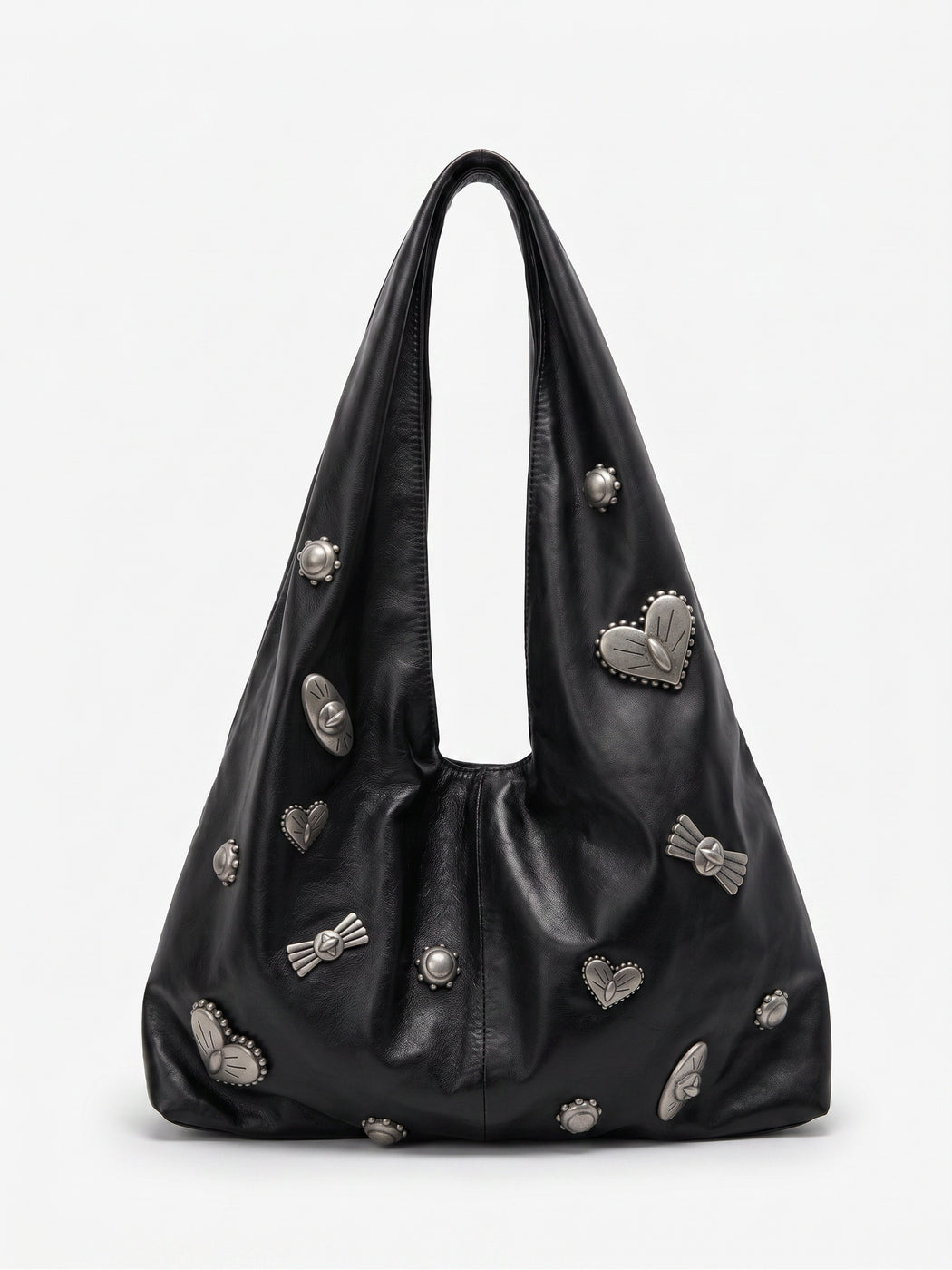 LEATHER CONCHO SLOUCH BAG