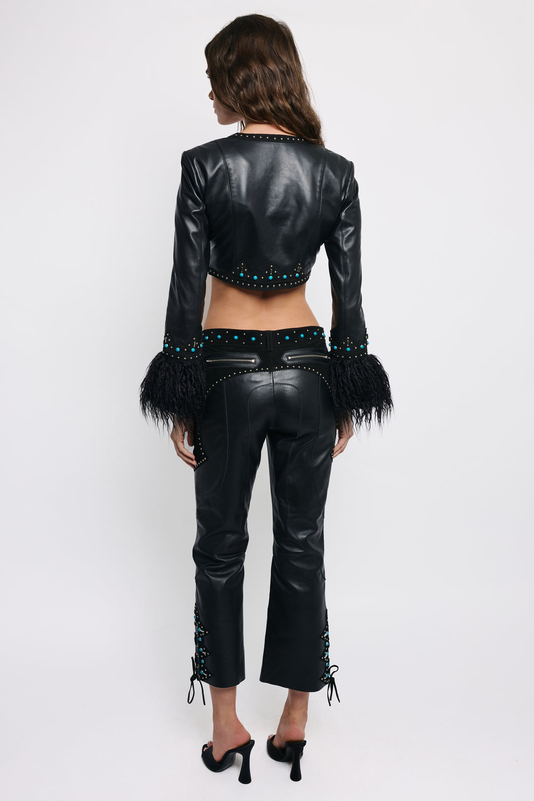 BLACK LEATHER SAVE THE EMPIRE JACKET