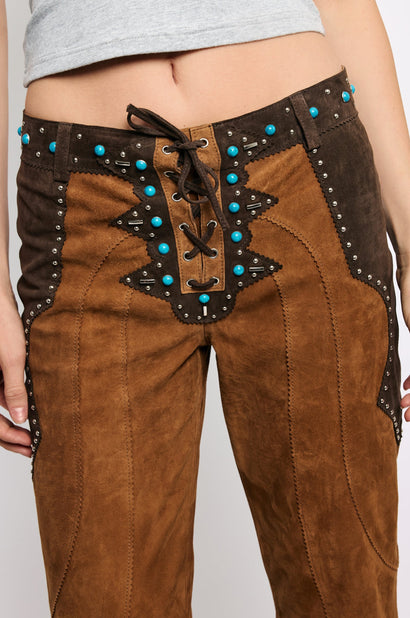 TAN SUEDE RECORD PANT