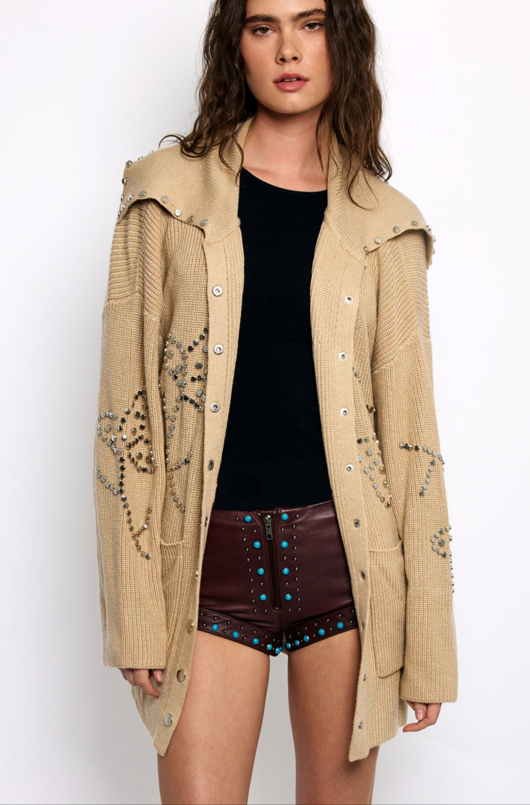 POSSIBILITIES STUDDED CARDIGAN