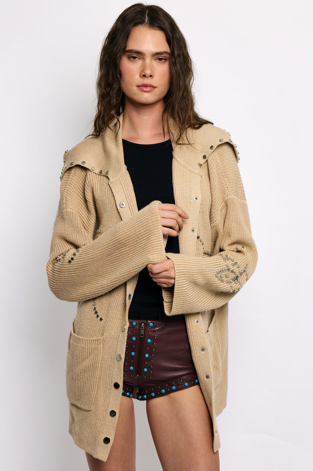POSSIBILITIES STUDDED CARDIGAN