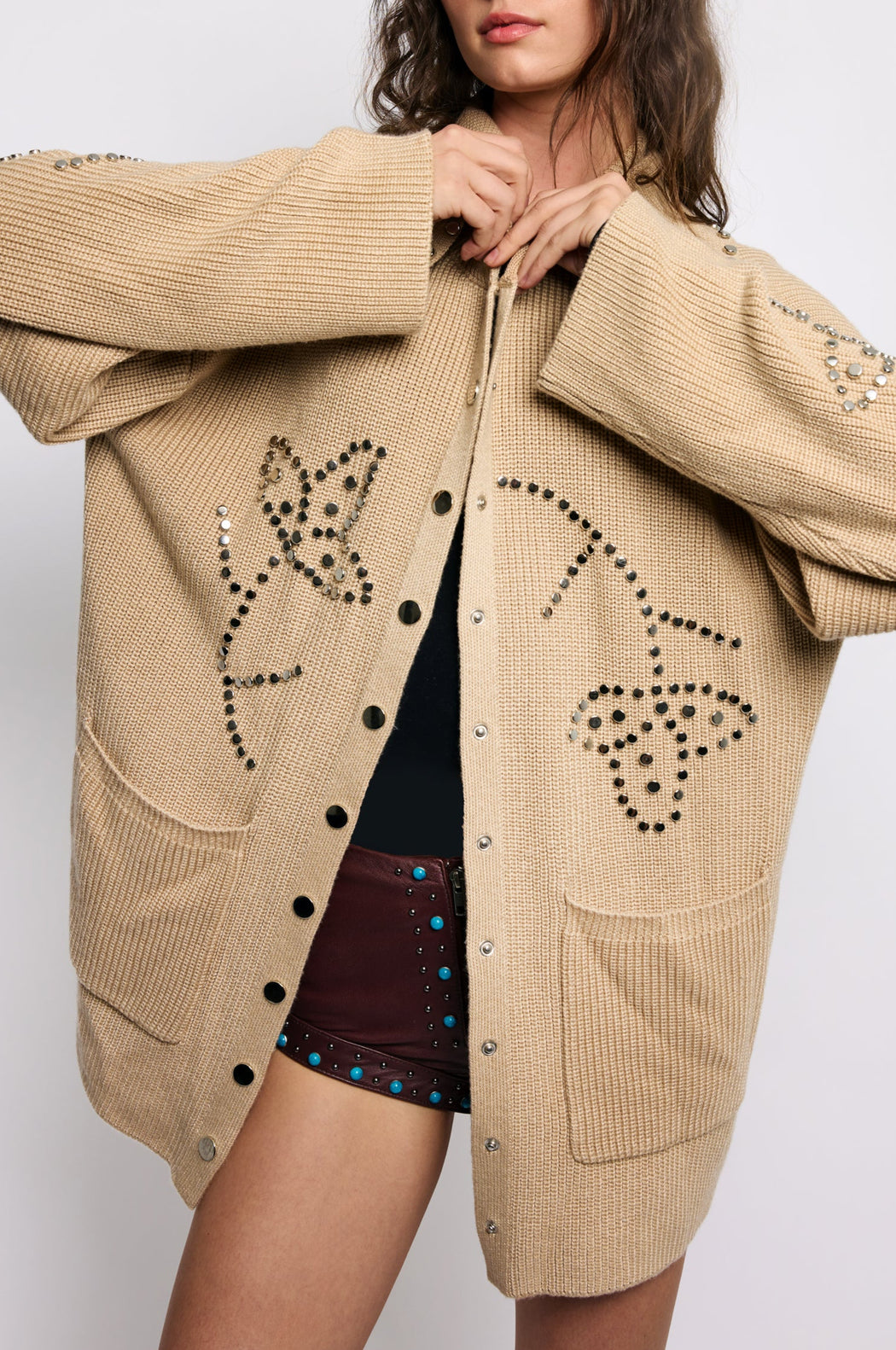 POSSIBILITIES STUDDED CARDIGAN