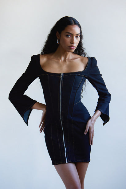 REVENGE DENIM MINI DRESS