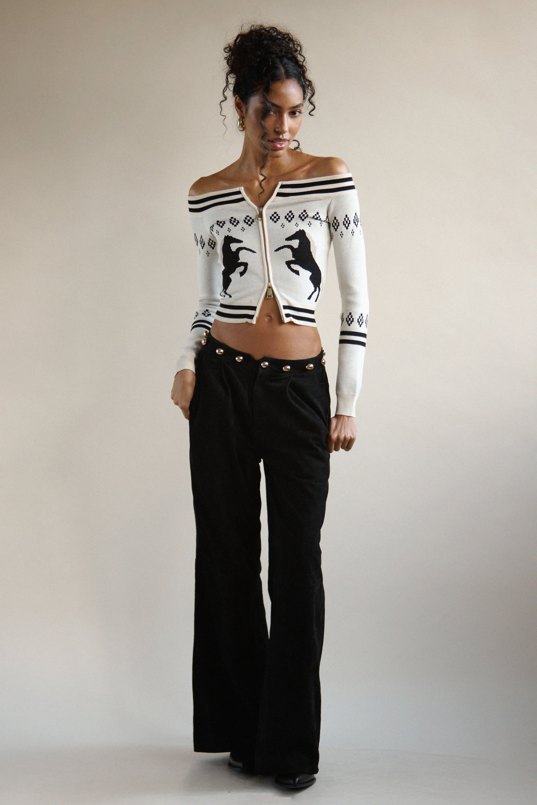 HORSE GIRL CARDIGAN IN IVORY