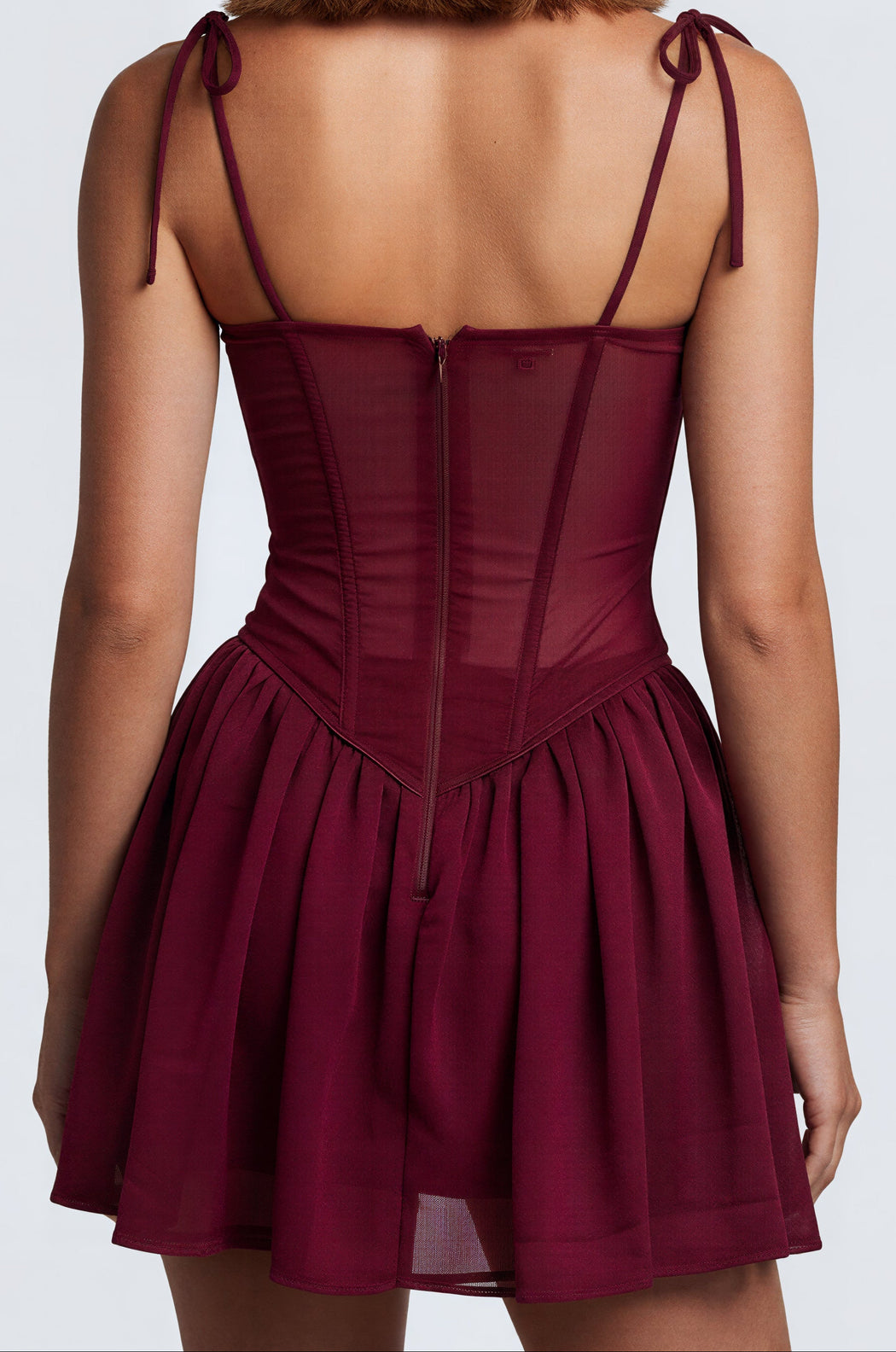 RED LACE UP MINI DRESS