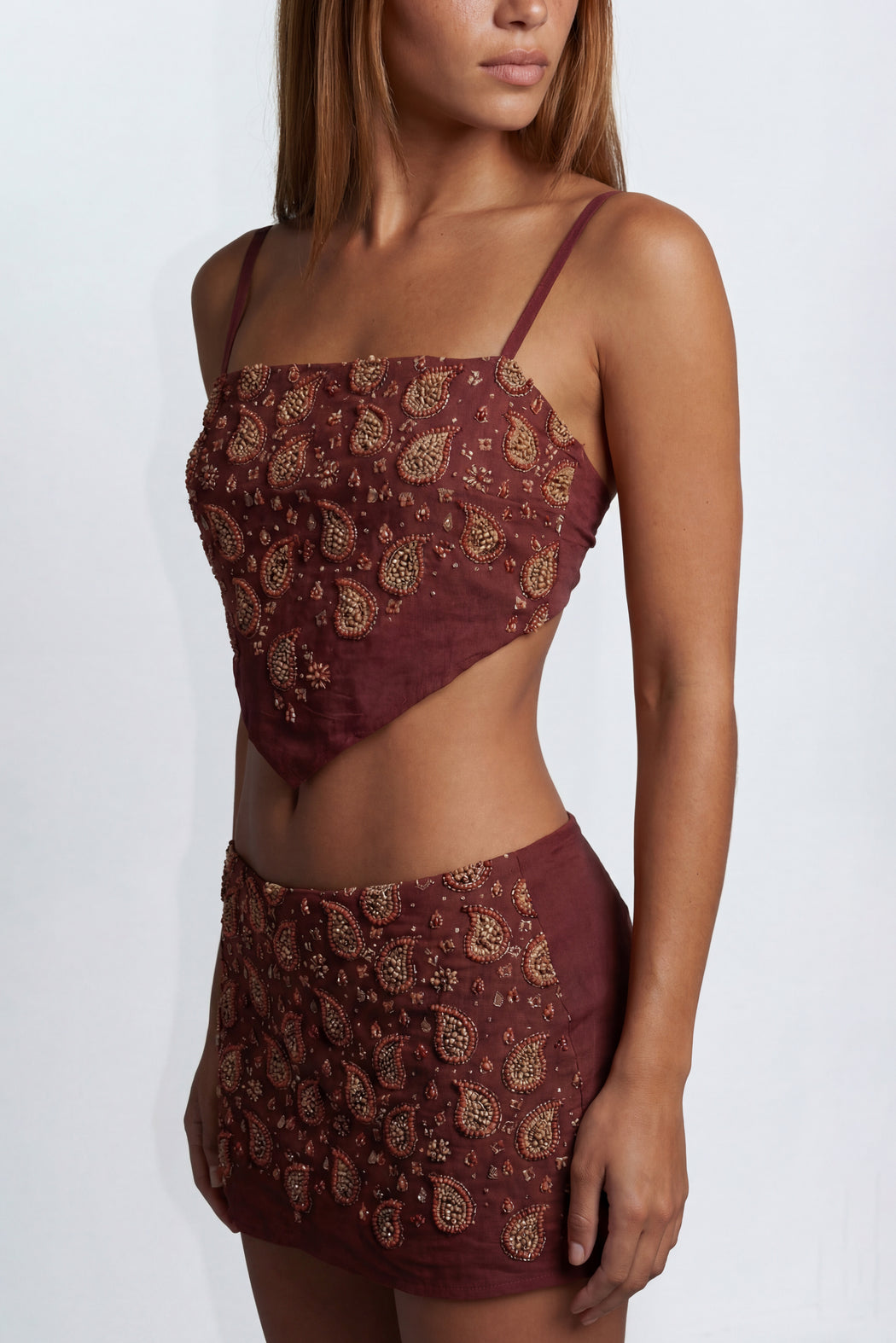 BEADED PAISLEY MINI SKIRT