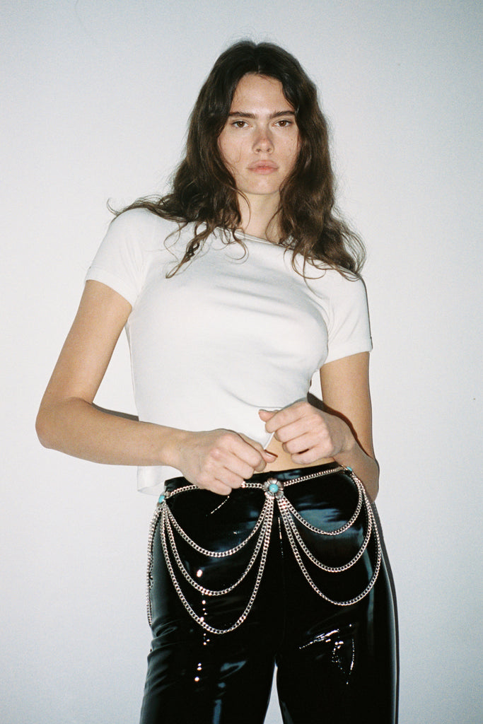 RHINESTONE COWBOY CHAIN WOMENS BELT — Understated Leather