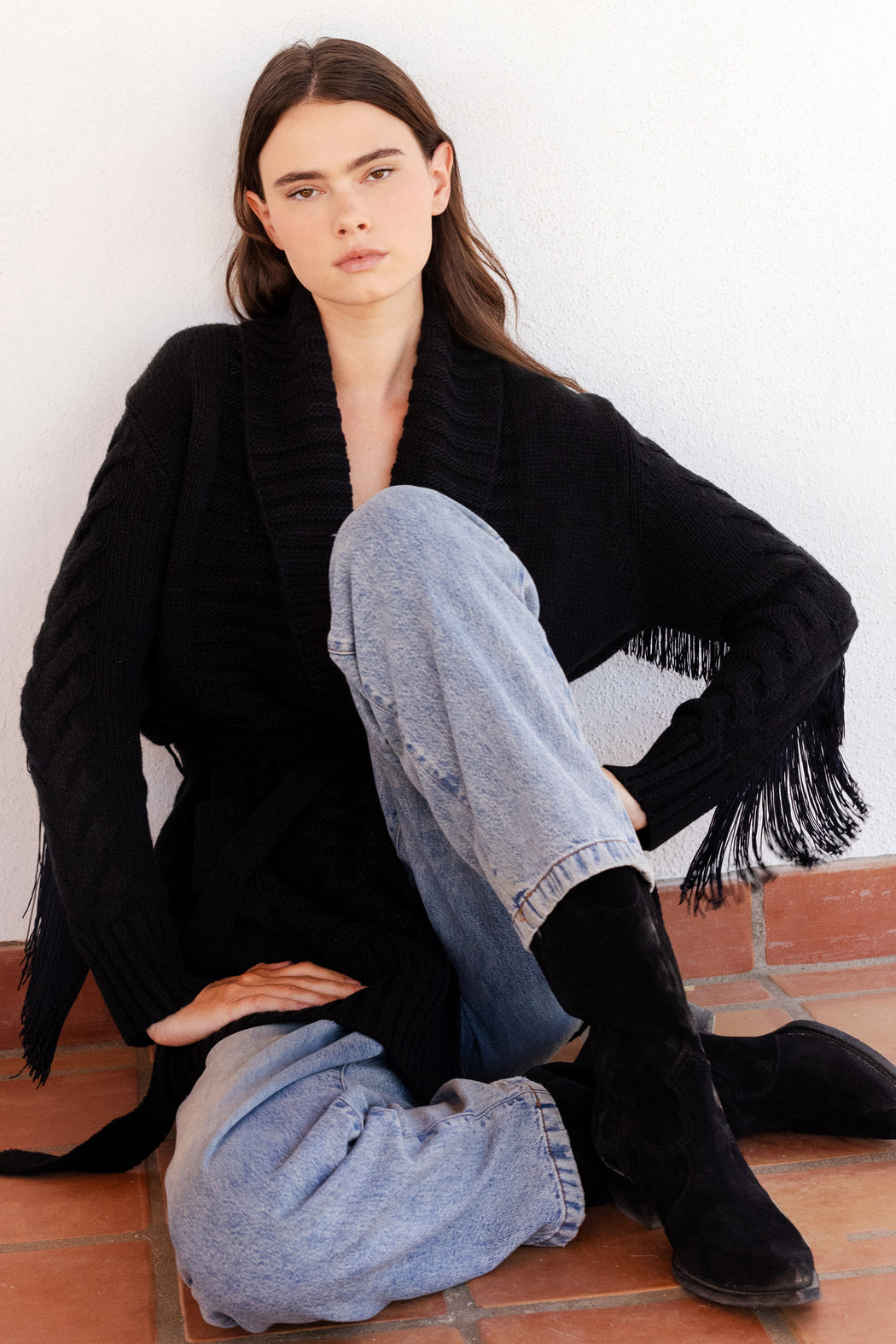 MIDI RODEO ROBE IN BLACK