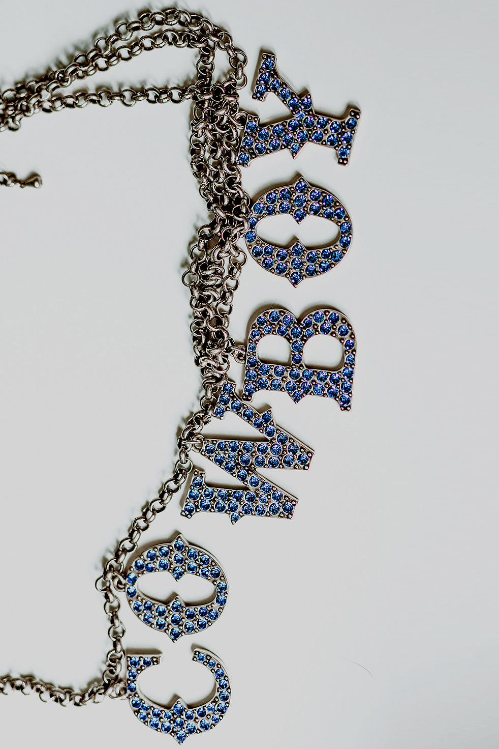 BLUE RHINESTONE COWBOY CHAIN BELT