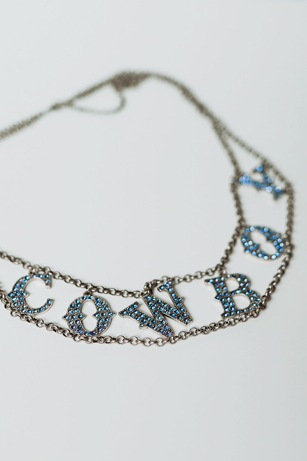 BLUE RHINESTONE COWBOY CHAIN BELT