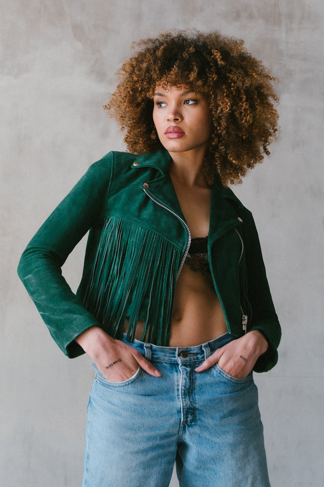 BUD GREEN FEARLESS FRINGE JACKET