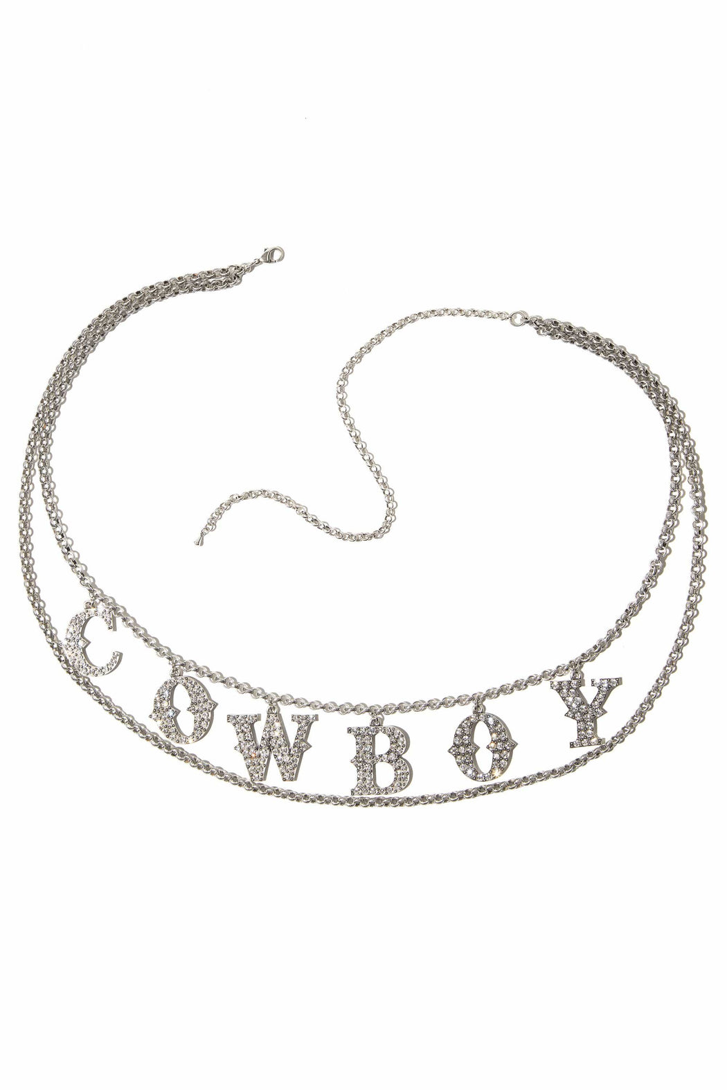 SILVER RHINESTONE COWBOY CHAIN BELT