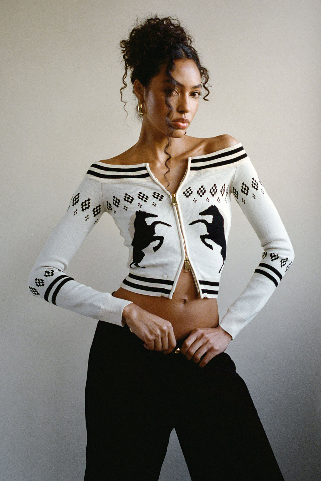 HORSE GIRL CARDIGAN IN IVORY