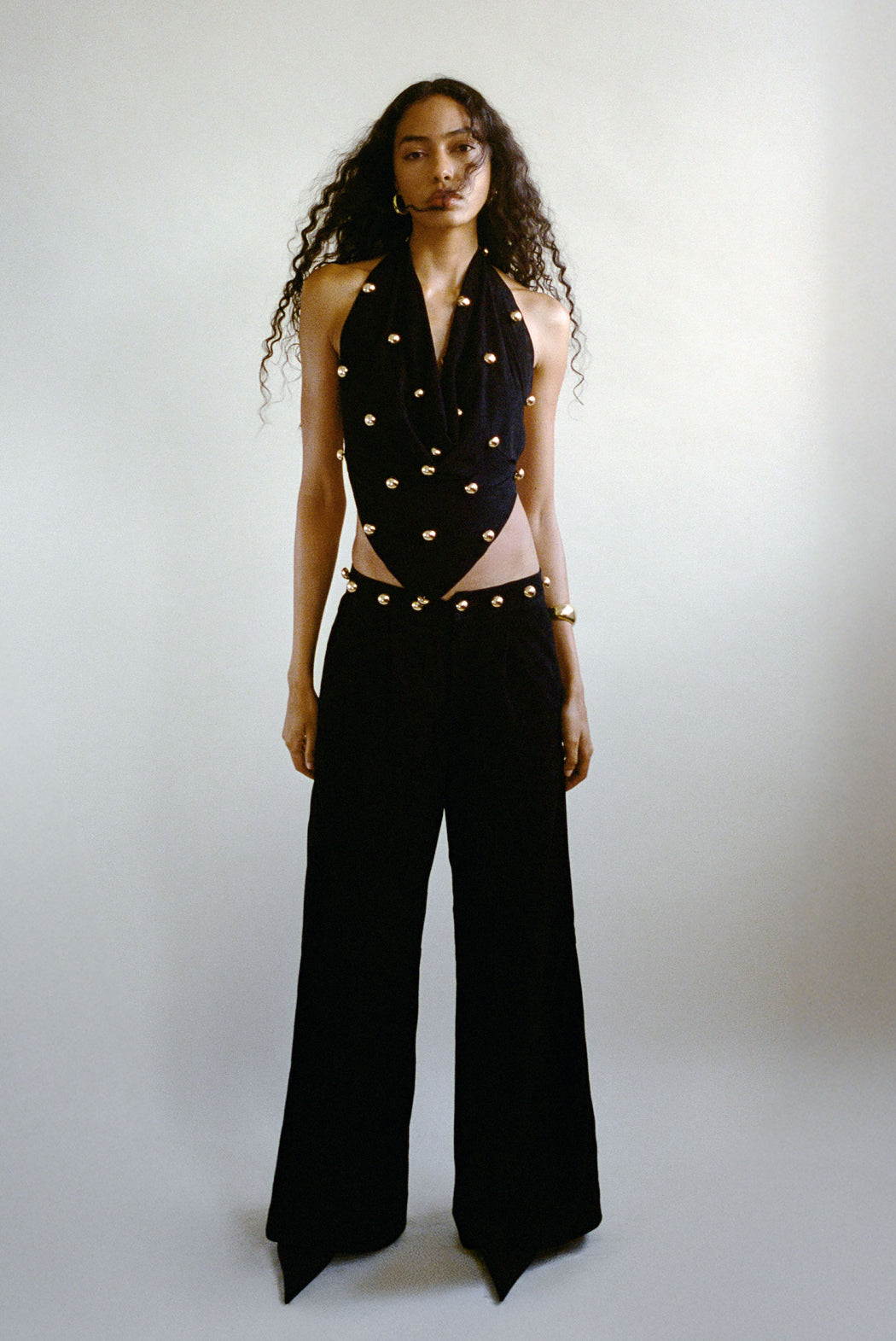 DOME STUDDED SUEDE PANTS