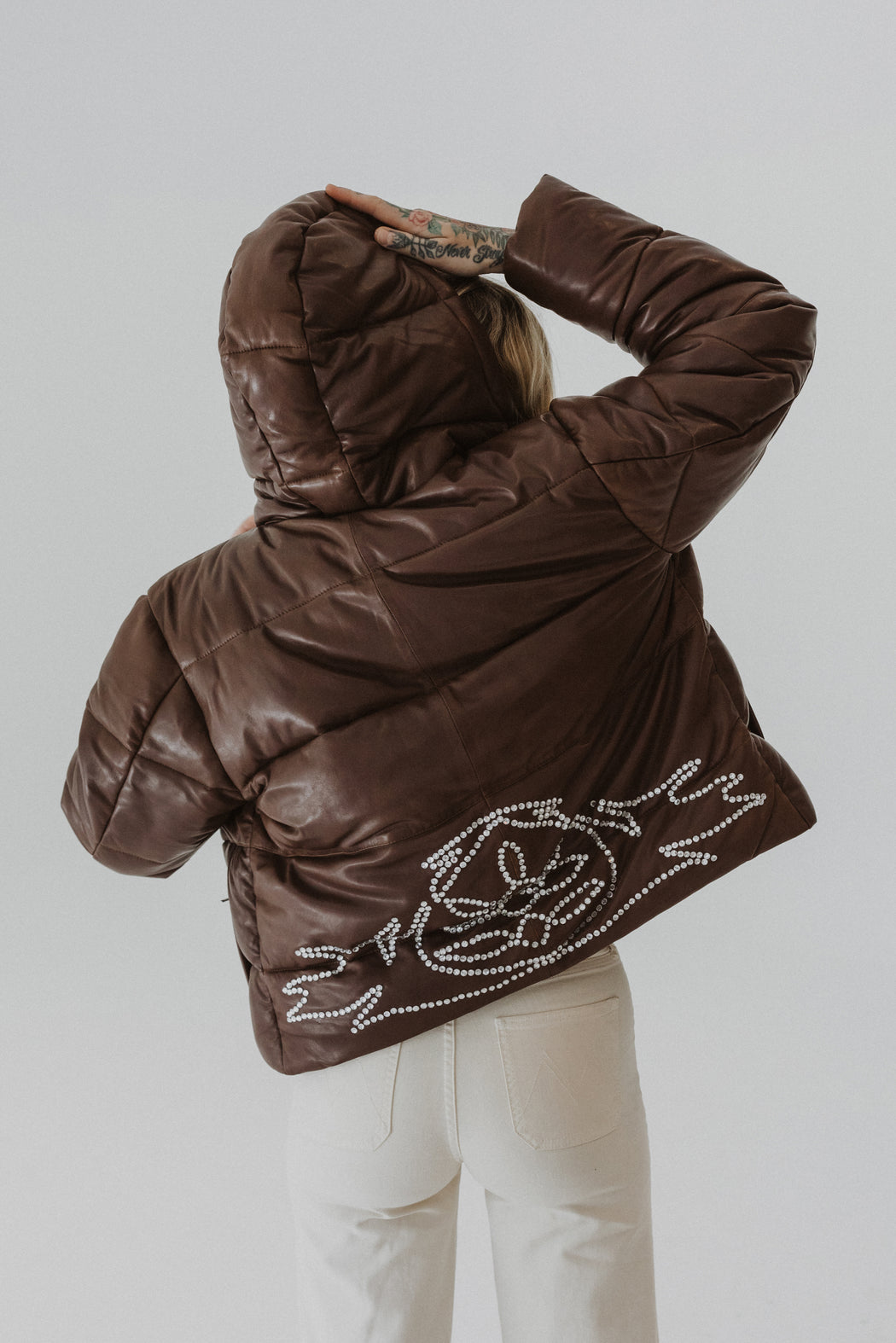 HEART & SOUL LEATHER PUFFER JACKET