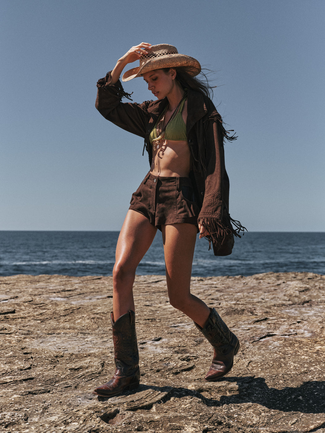 BOYFRIEND FRINGE JACKET IN CHICORY