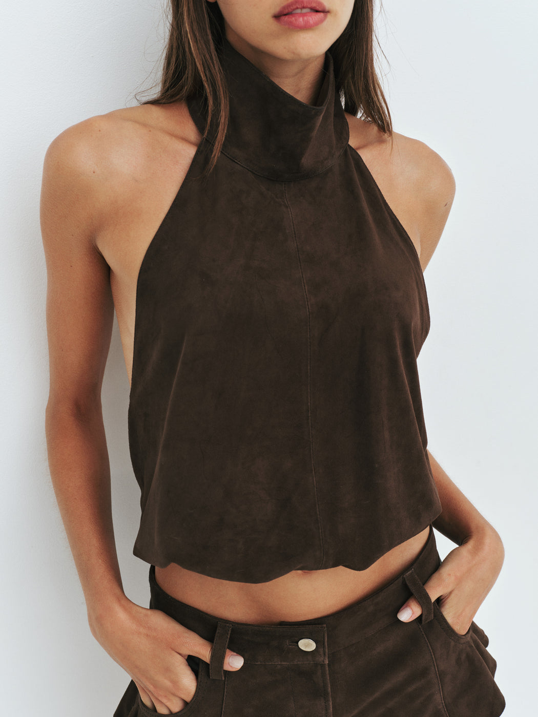 BUBBLE HALTER TOP IN CHICORY