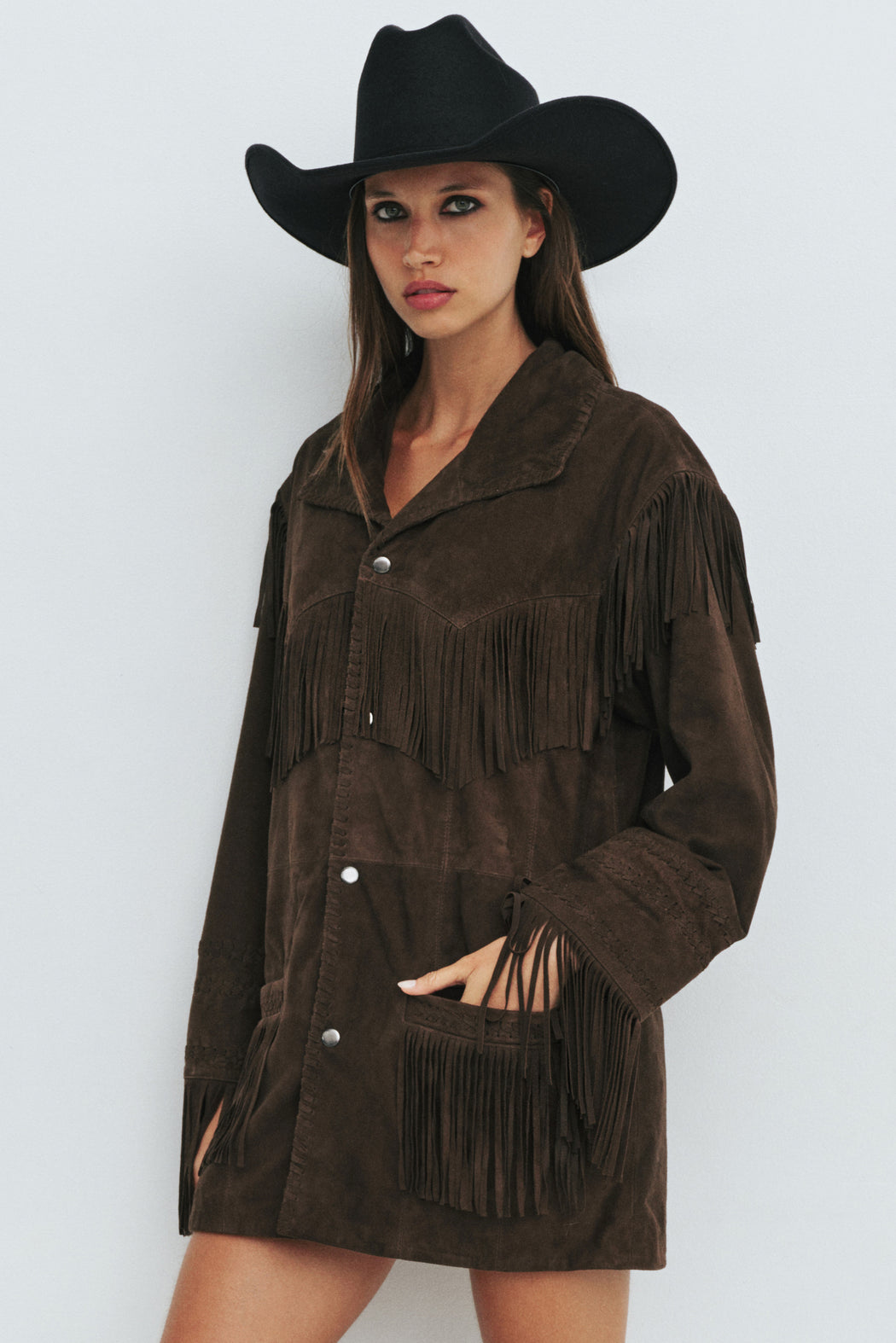 BOYFRIEND FRINGE JACKET IN CHICORY