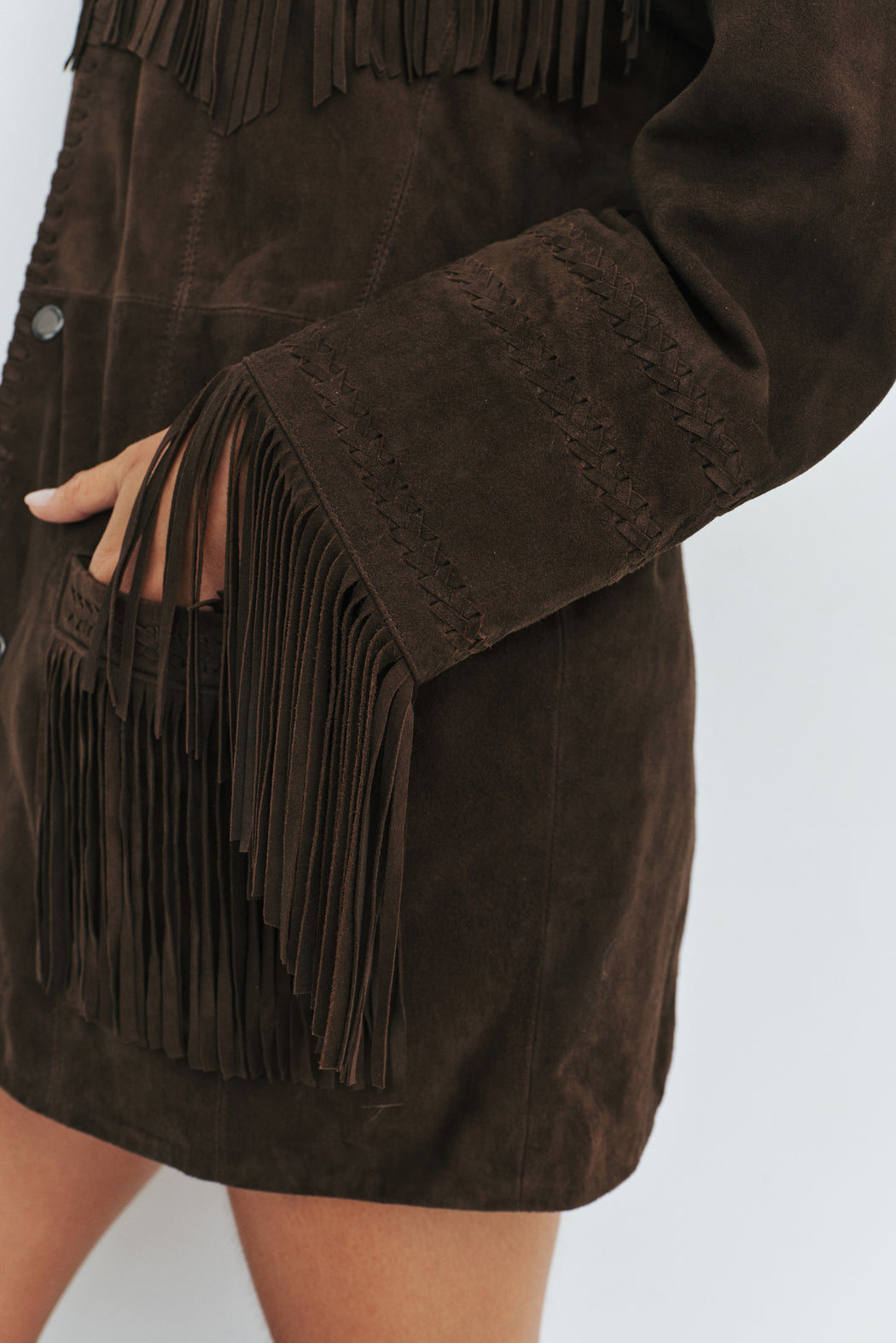 BOYFRIEND FRINGE JACKET IN CHICORY