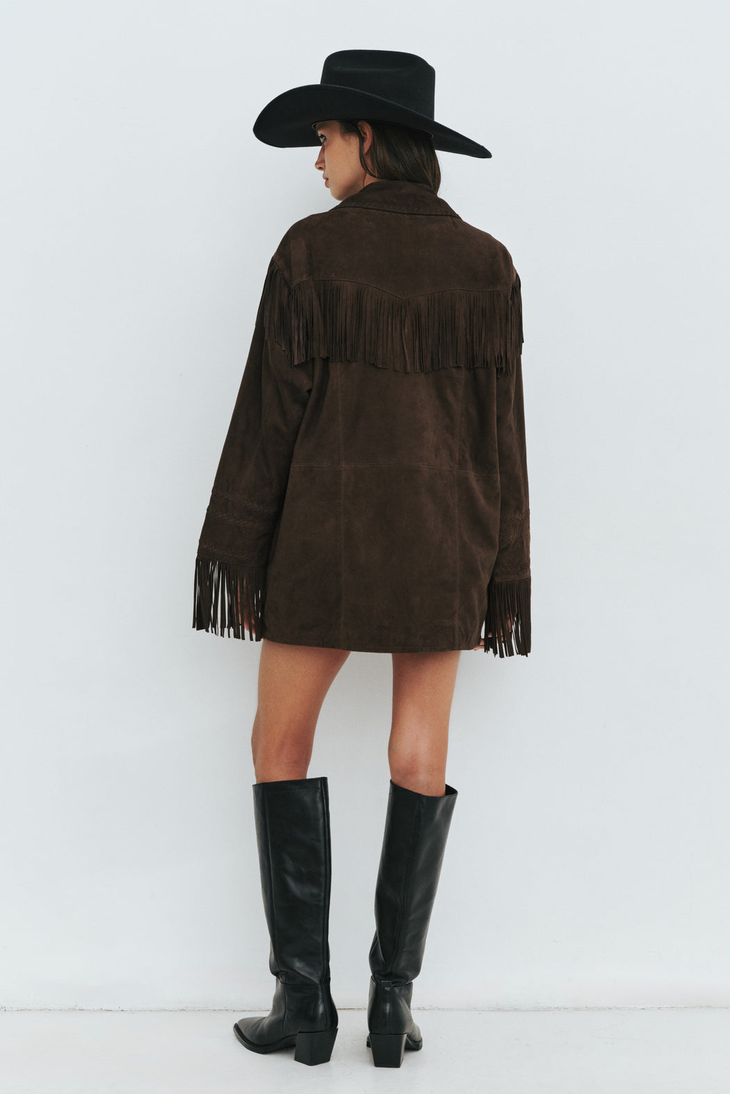 BOYFRIEND FRINGE JACKET IN CHICORY