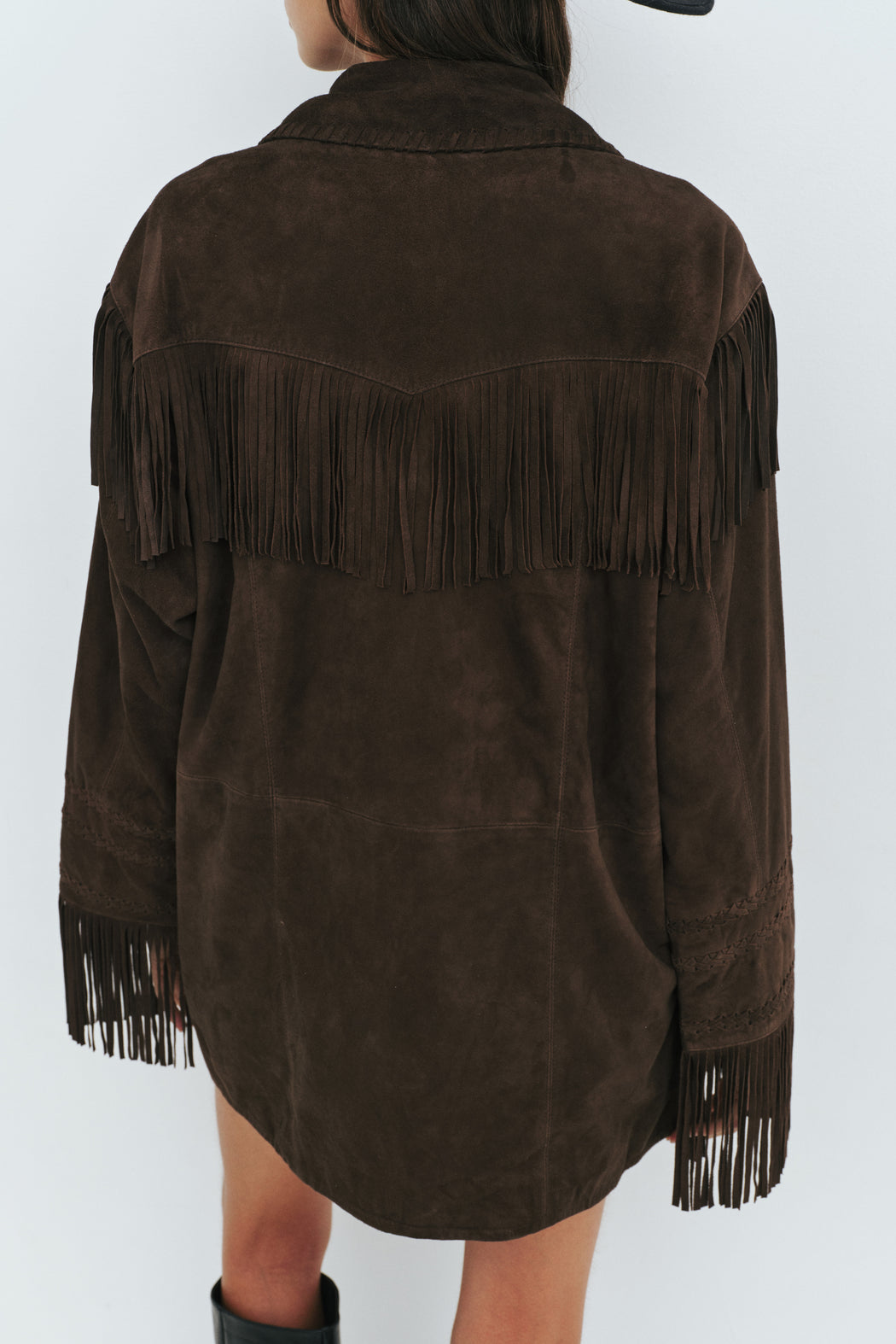 BOYFRIEND FRINGE JACKET IN CHICORY