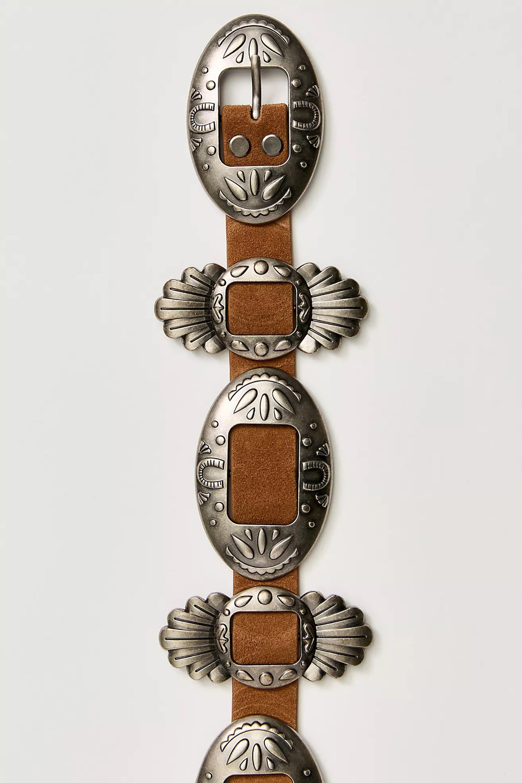 BROWN CONCHO BUCKLE BELT
