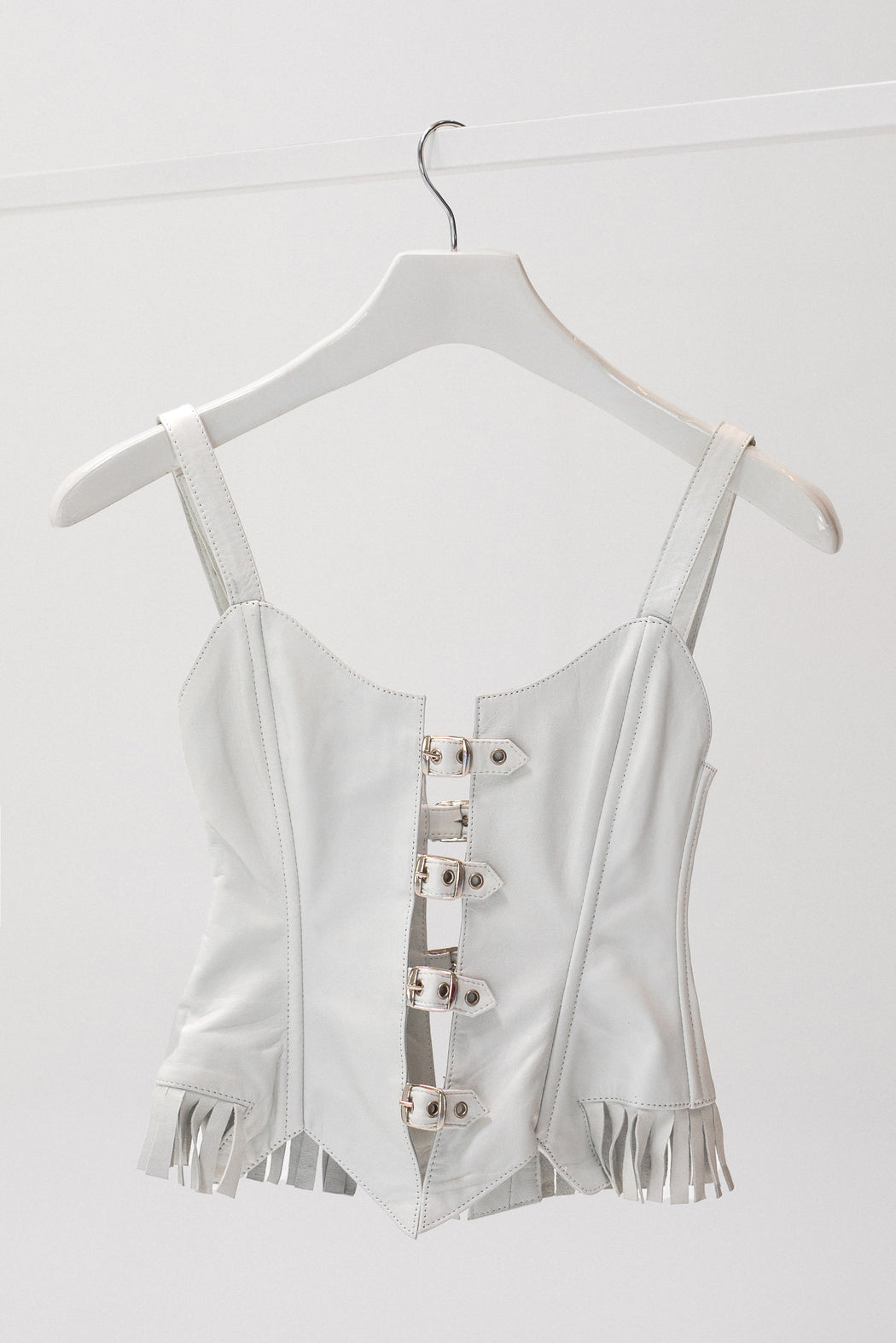 FINISH LINE CORSET IN WHITE — Understated Leather
