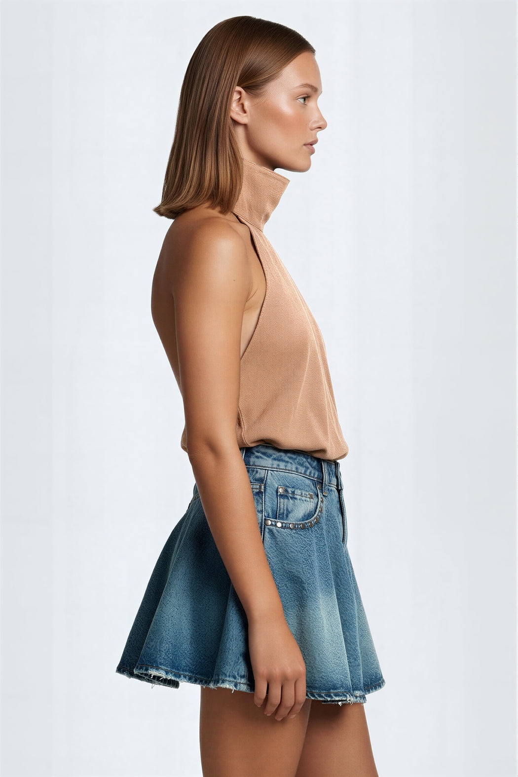 BUBBLE HALTER TOP IN DUSTY CORAL