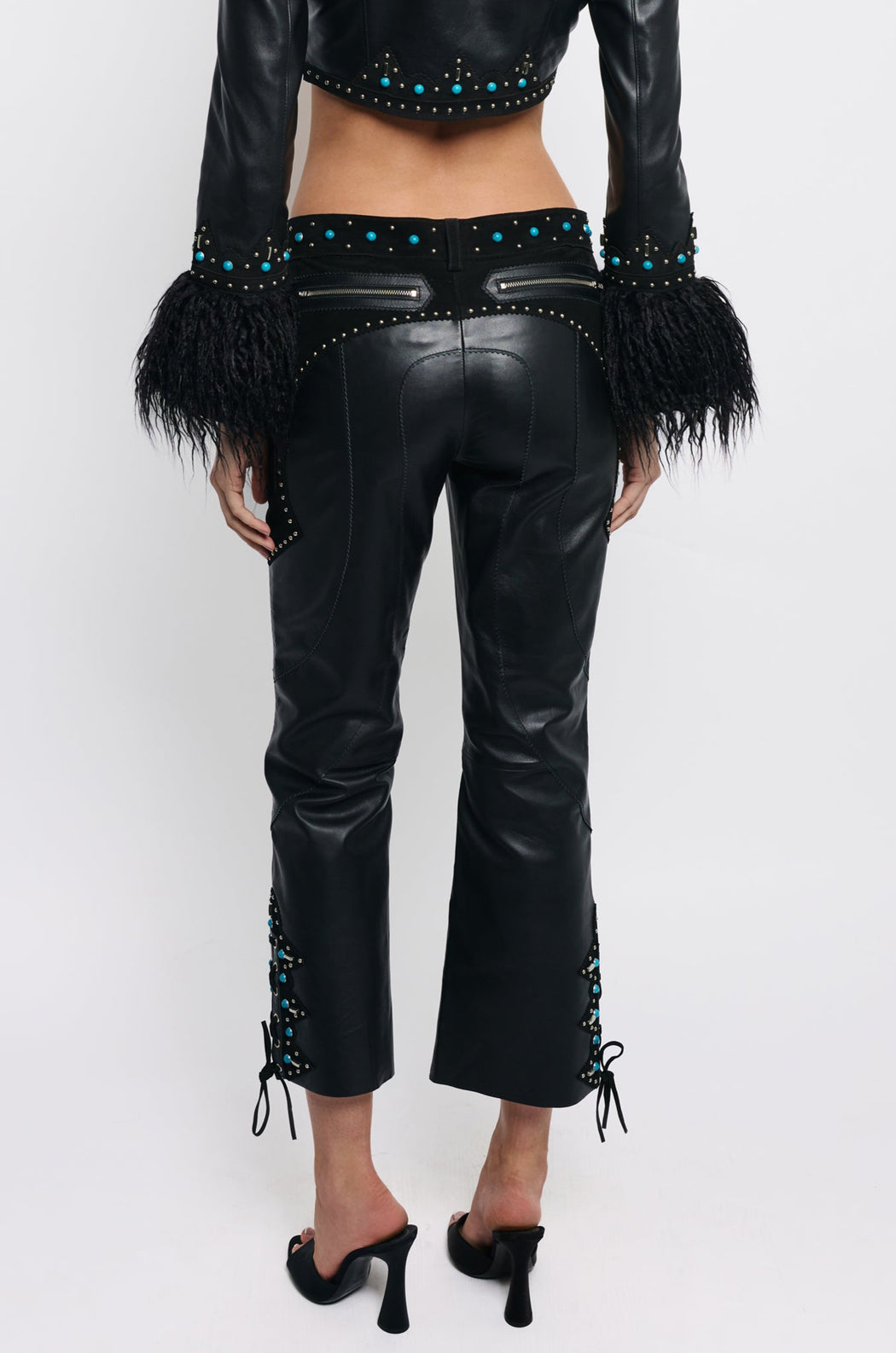 BLACK LEATHER RECORD PANT