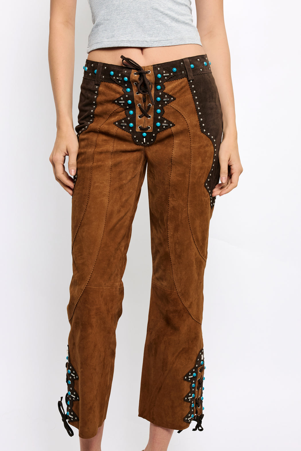 TAN SUEDE RECORD PANT