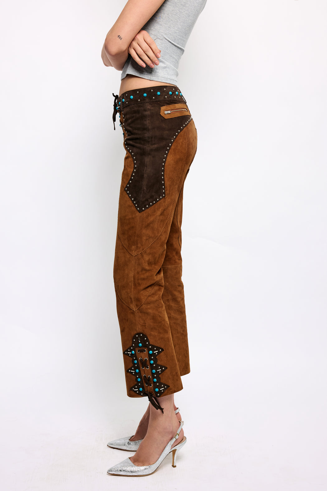TAN SUEDE RECORD PANT