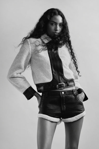 FAUX SHEARLING LEATHER SHORTS