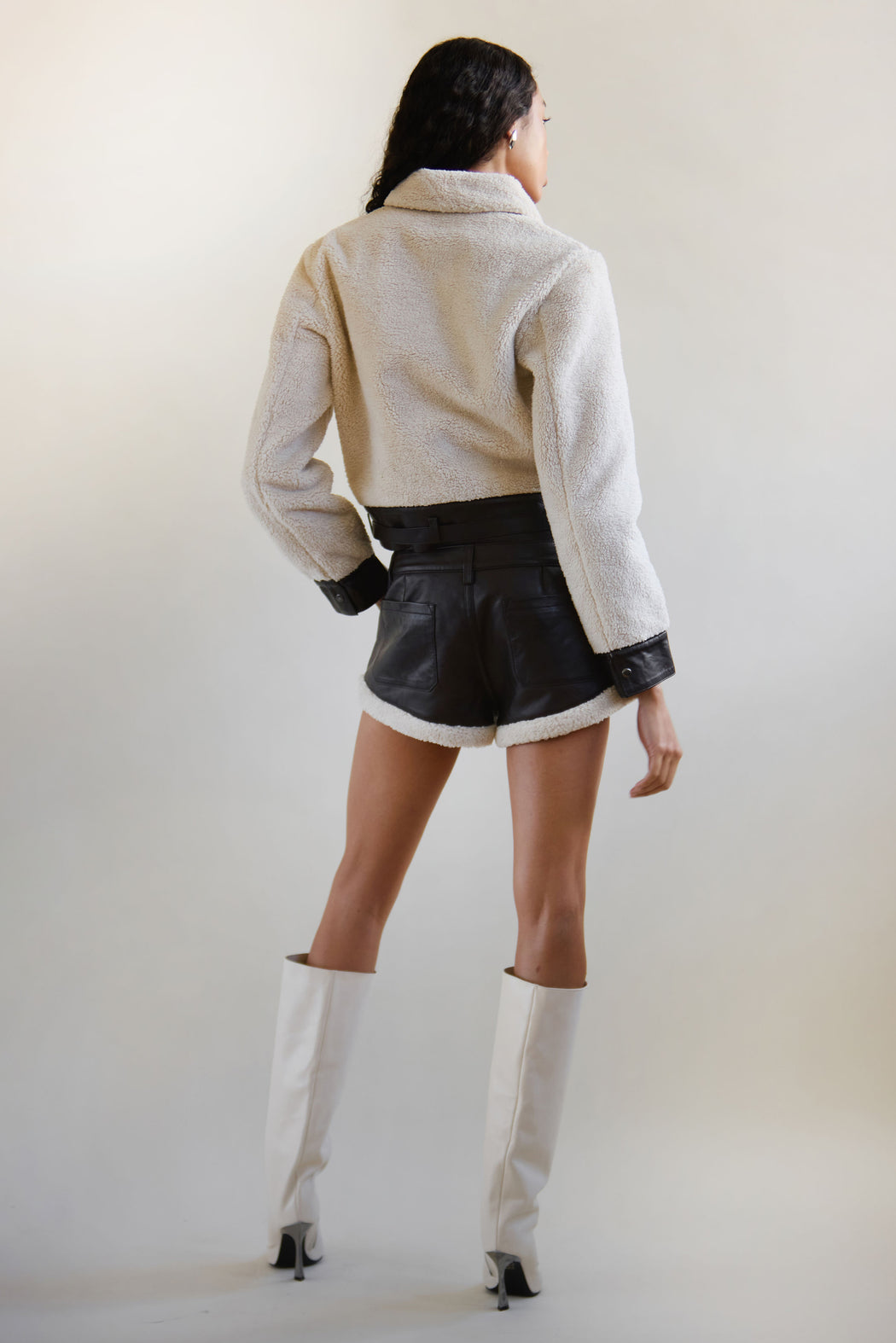 FAUX SHEARLING LEATHER SHORTS