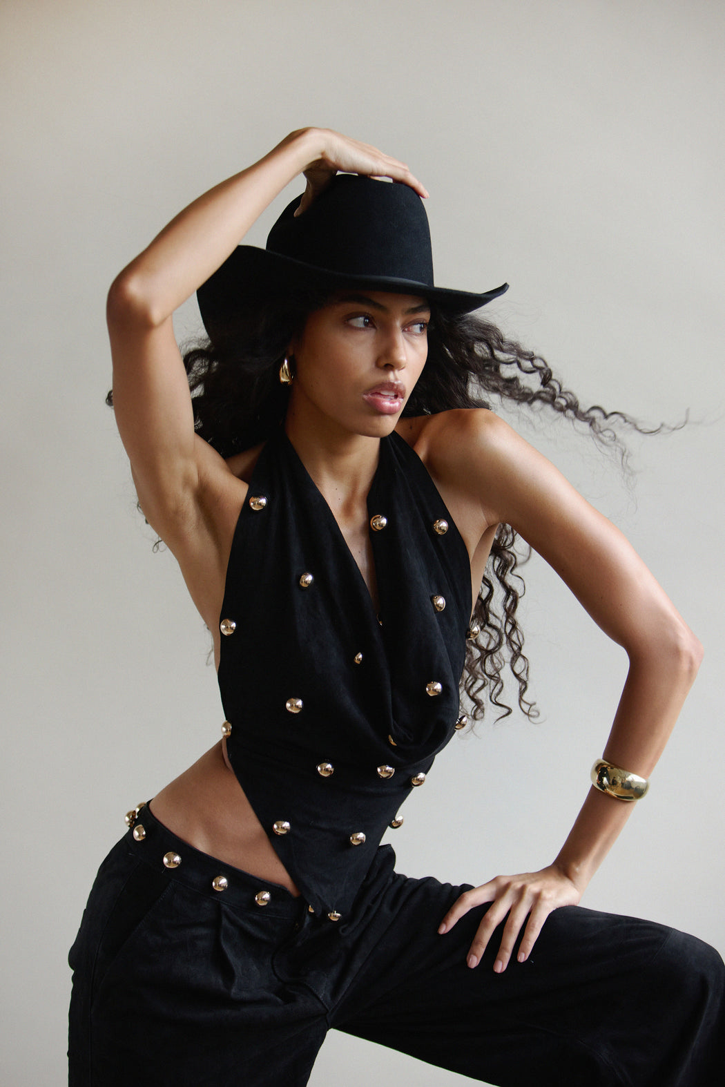 DOME STUDDED HALTER TOP