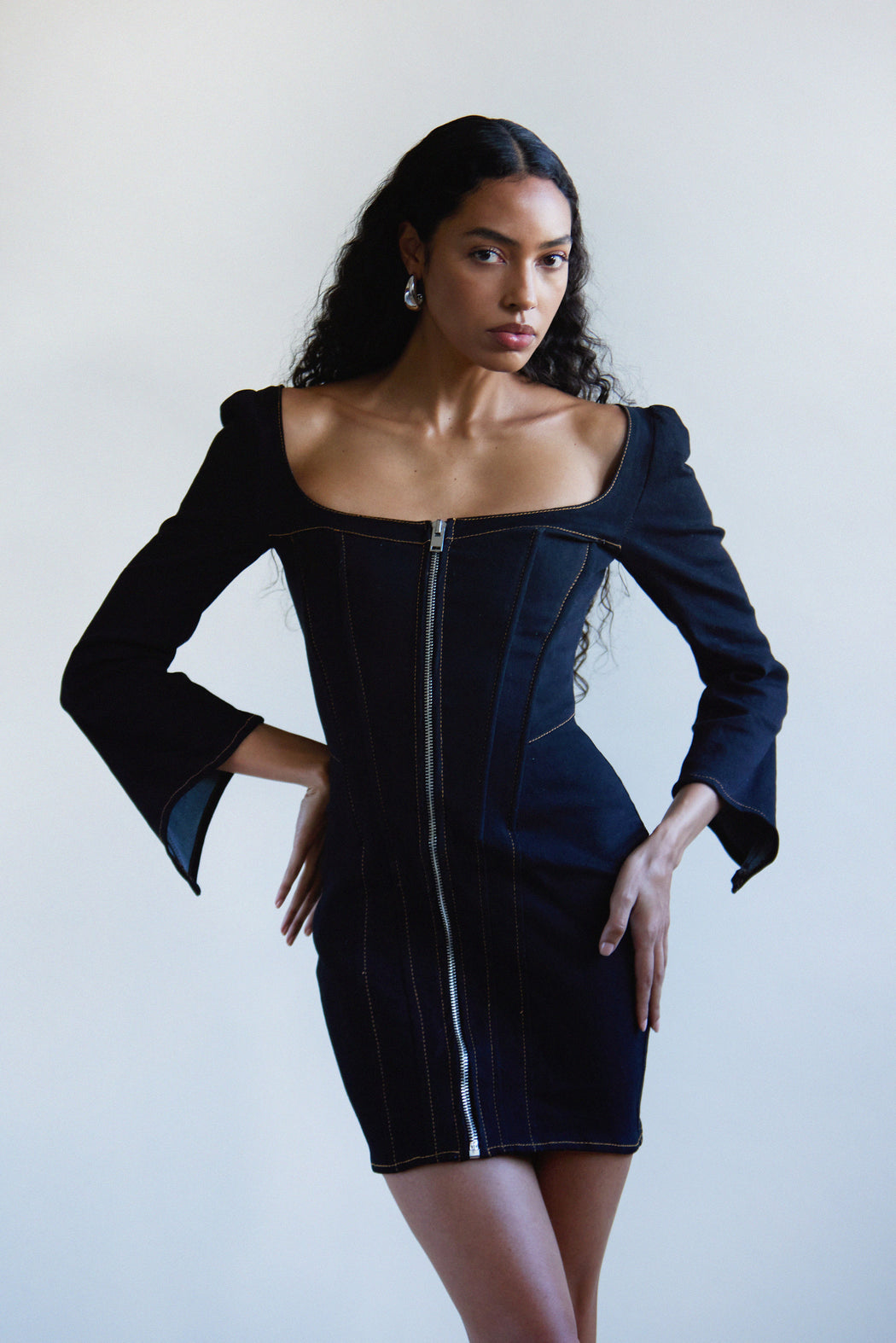 REVENGE DENIM MINI DRESS