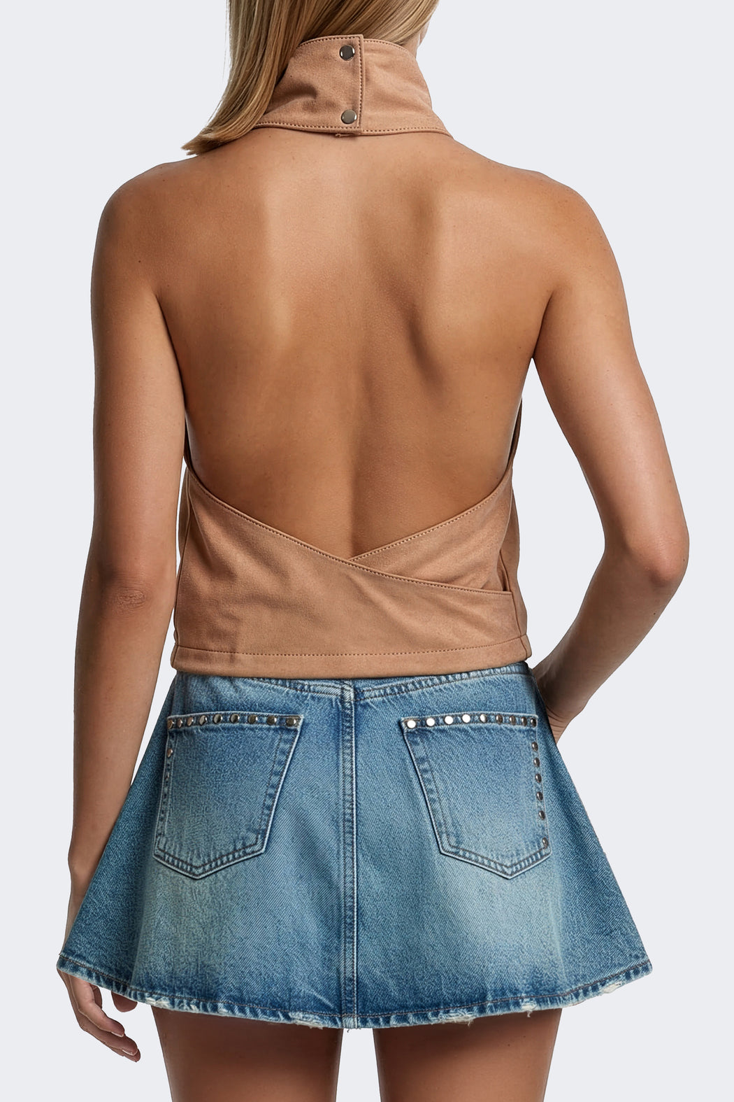 BUBBLE HALTER TOP IN DUSTY CORAL