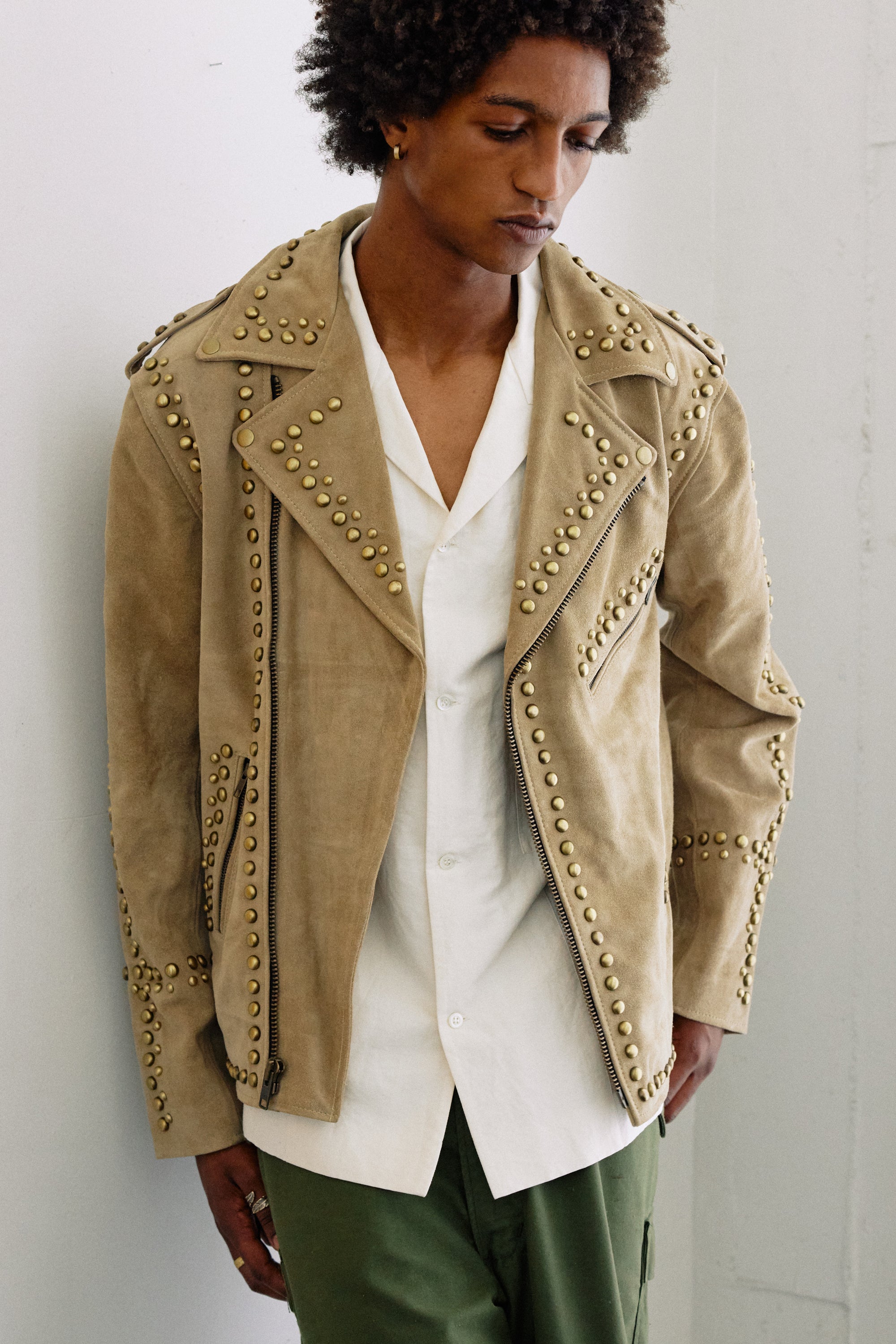 MENS DUST STUDDED SUEDE EASY RIDER — Understated Leather