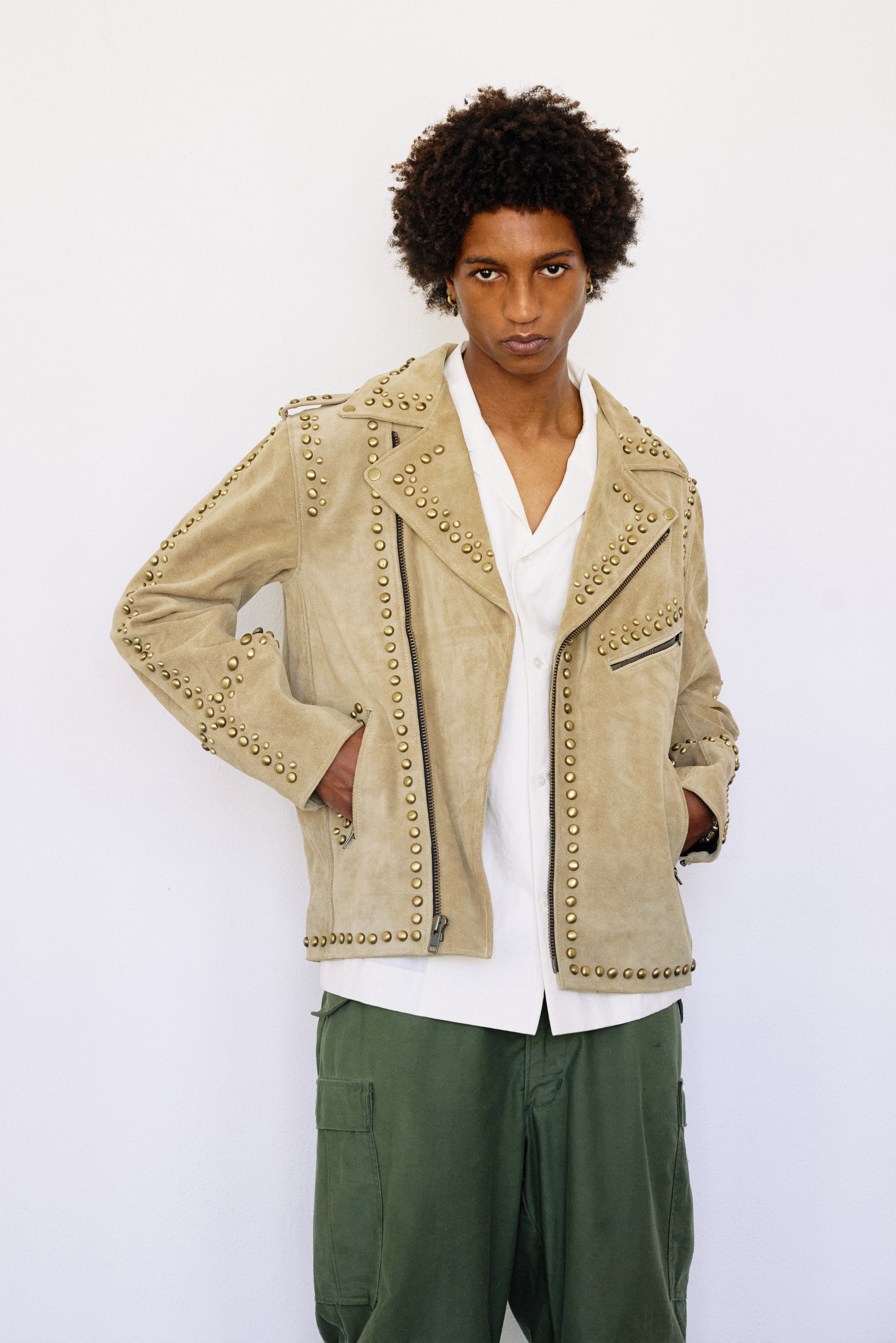 MENS DUST STUDDED SUEDE EASY RIDER — Understated Leather