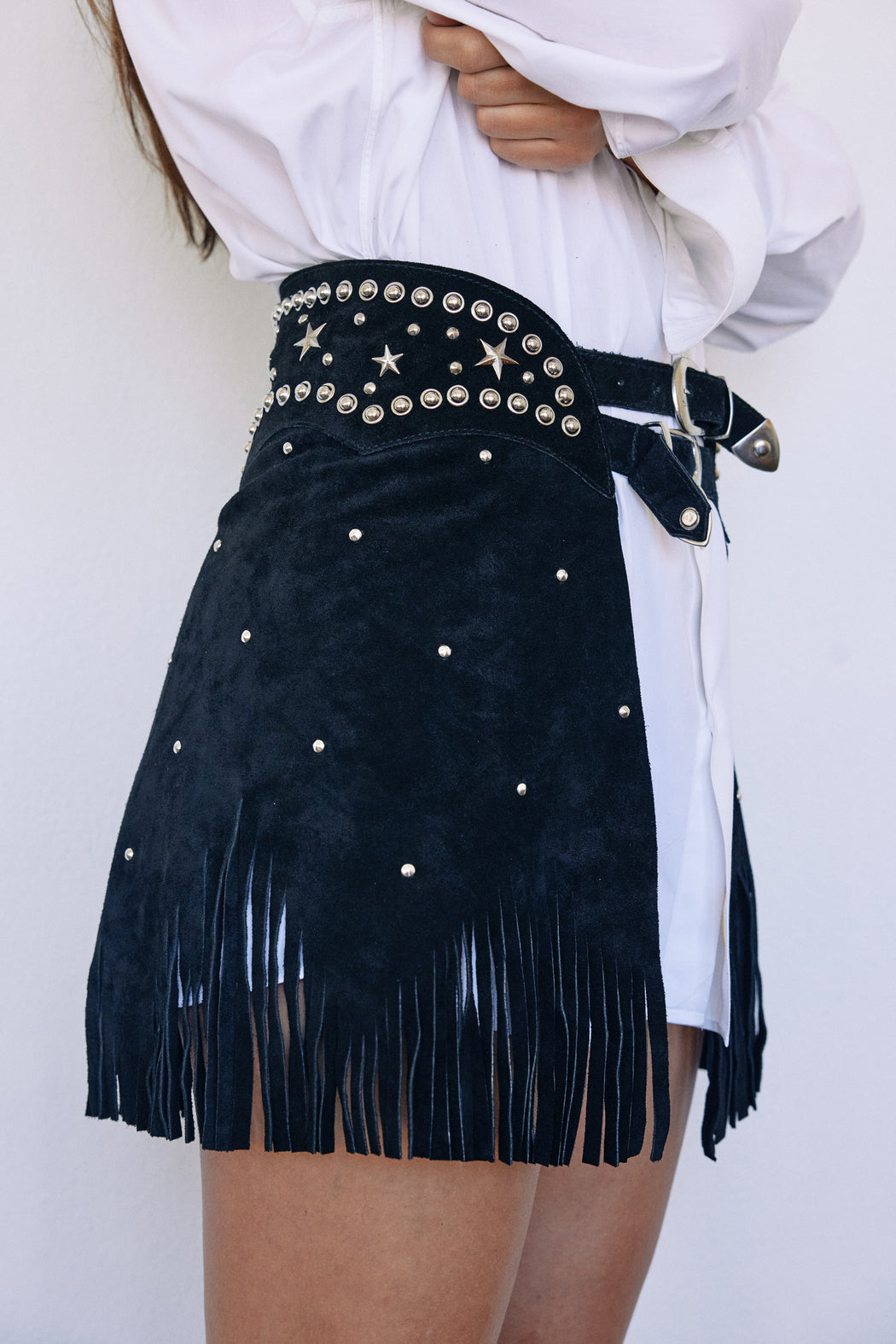 BLACK PARIS TEXAS CHAPS SKIRT