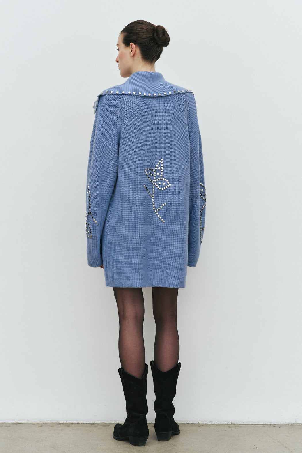 BLUE POSSIBILITIES STUDDED CARDIGAN