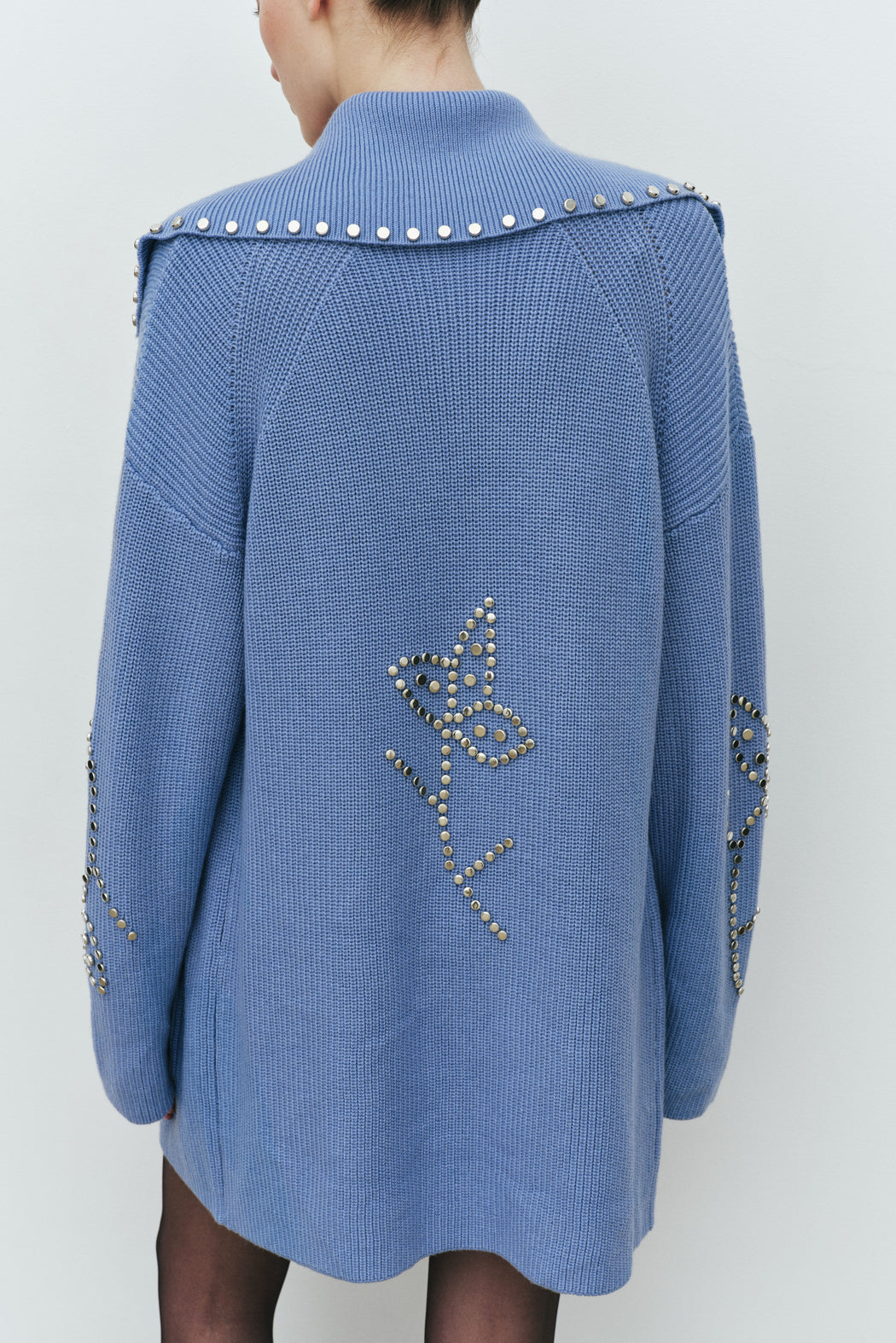 BLUE POSSIBILITIES STUDDED CARDIGAN
