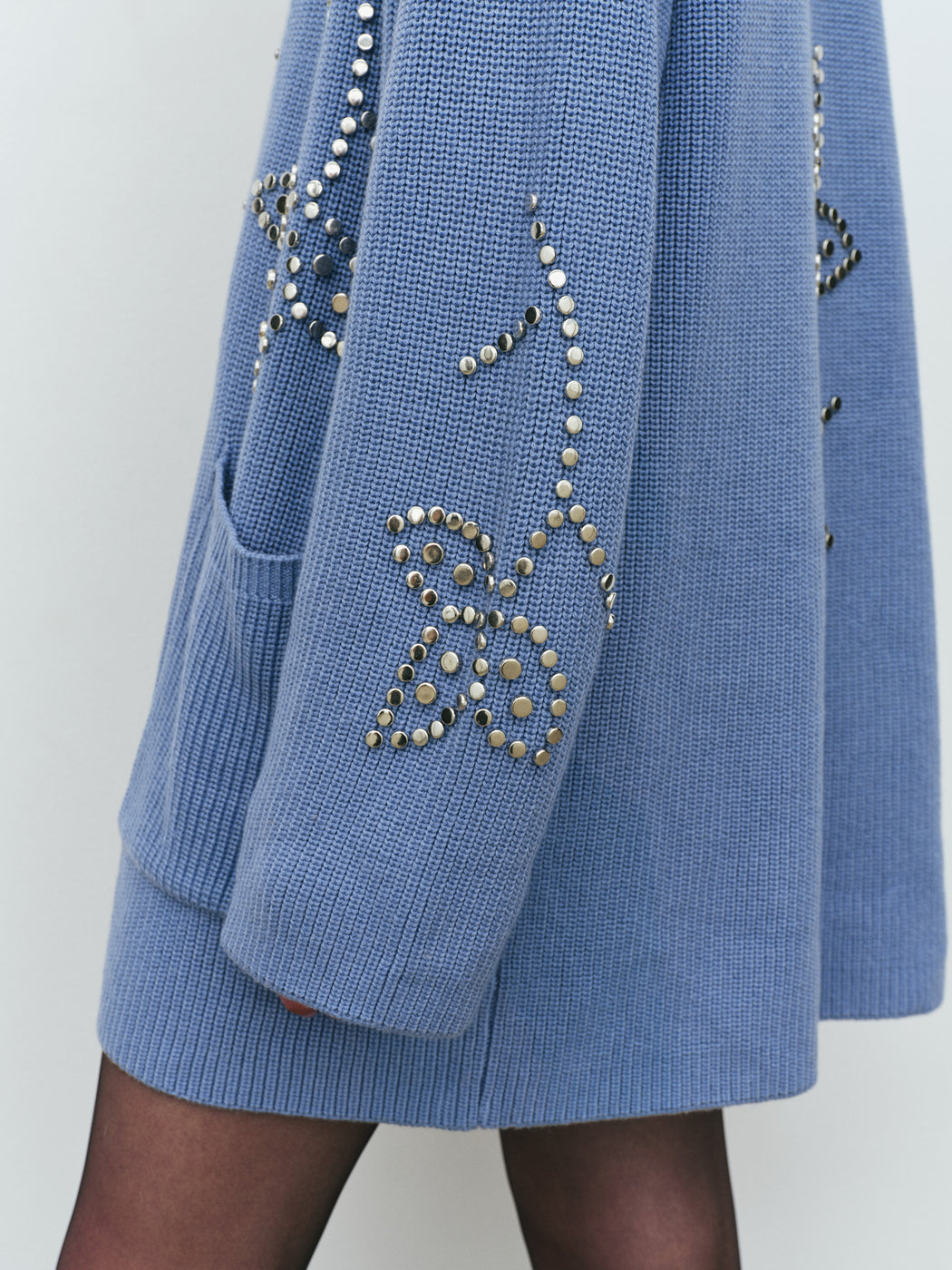 BLUE POSSIBILITIES STUDDED CARDIGAN