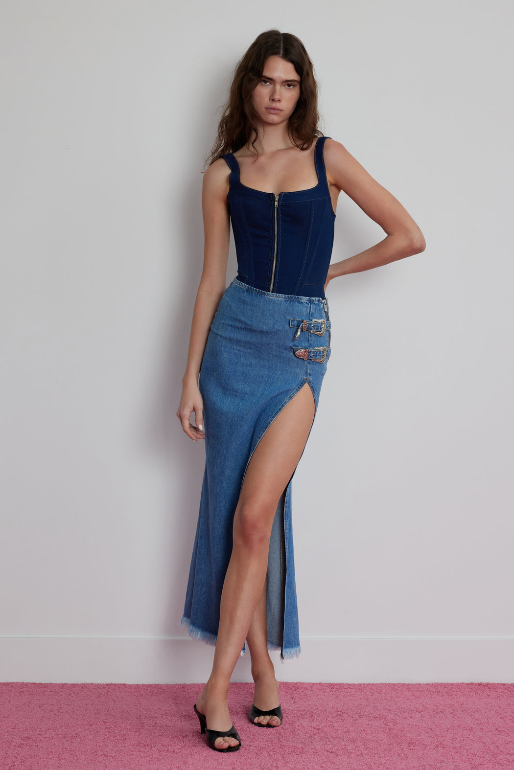 WESTERN DENIM MAXI SKIRT