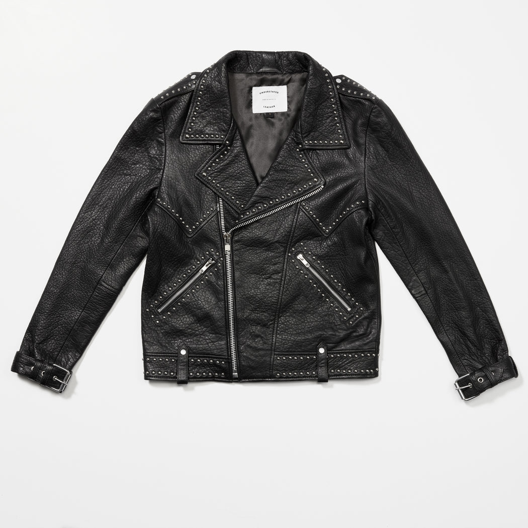 BLACK PEBBLED JACKSON MOTO JACKET — Understated Leather