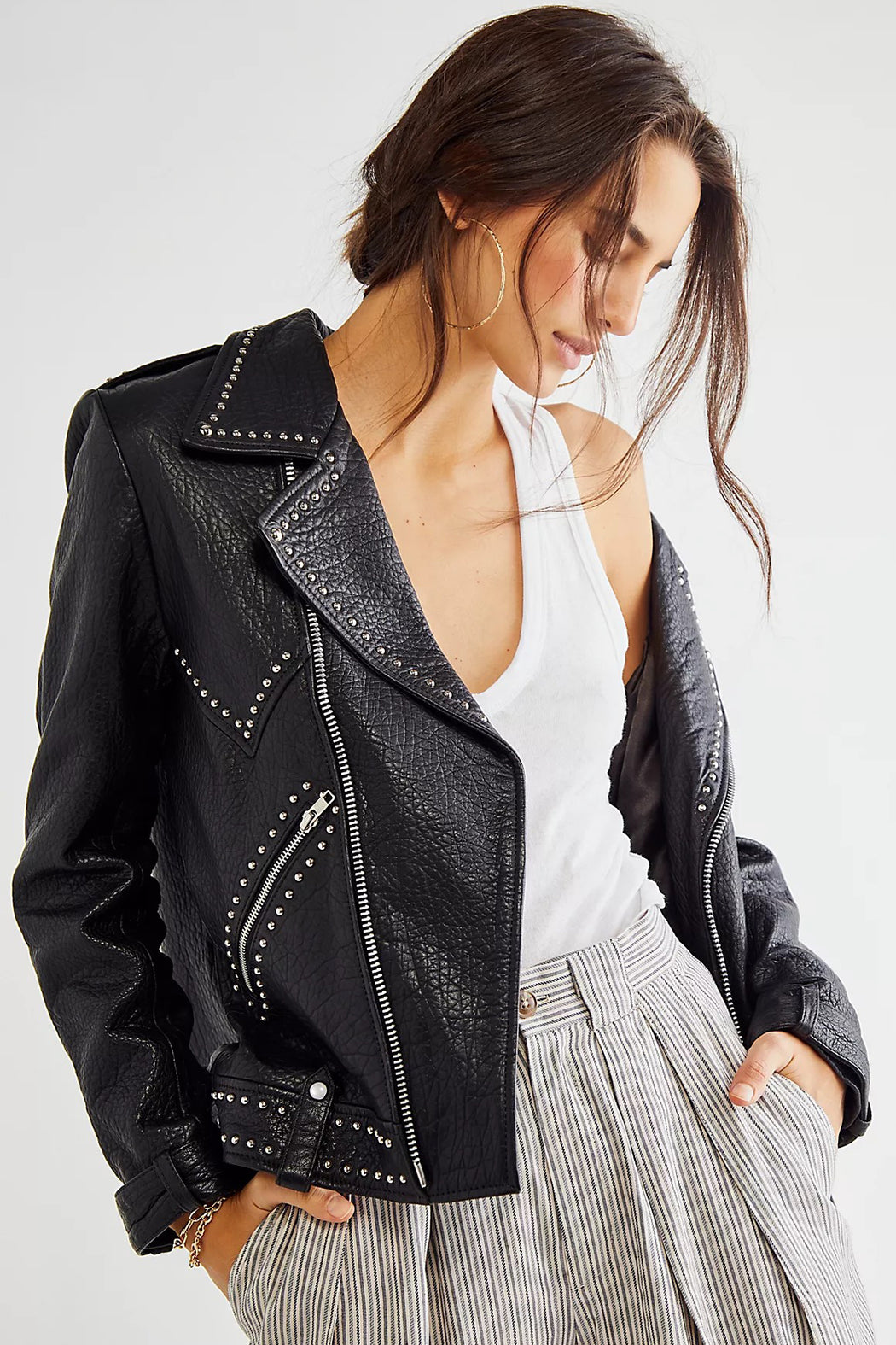 BLACK PEBBLED JACKSON MOTO JACKET