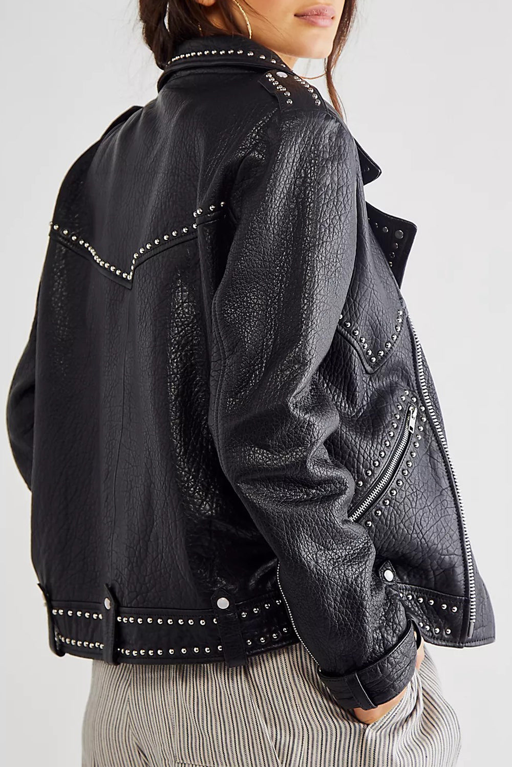 BLACK PEBBLED JACKSON MOTO JACKET Understated Leather